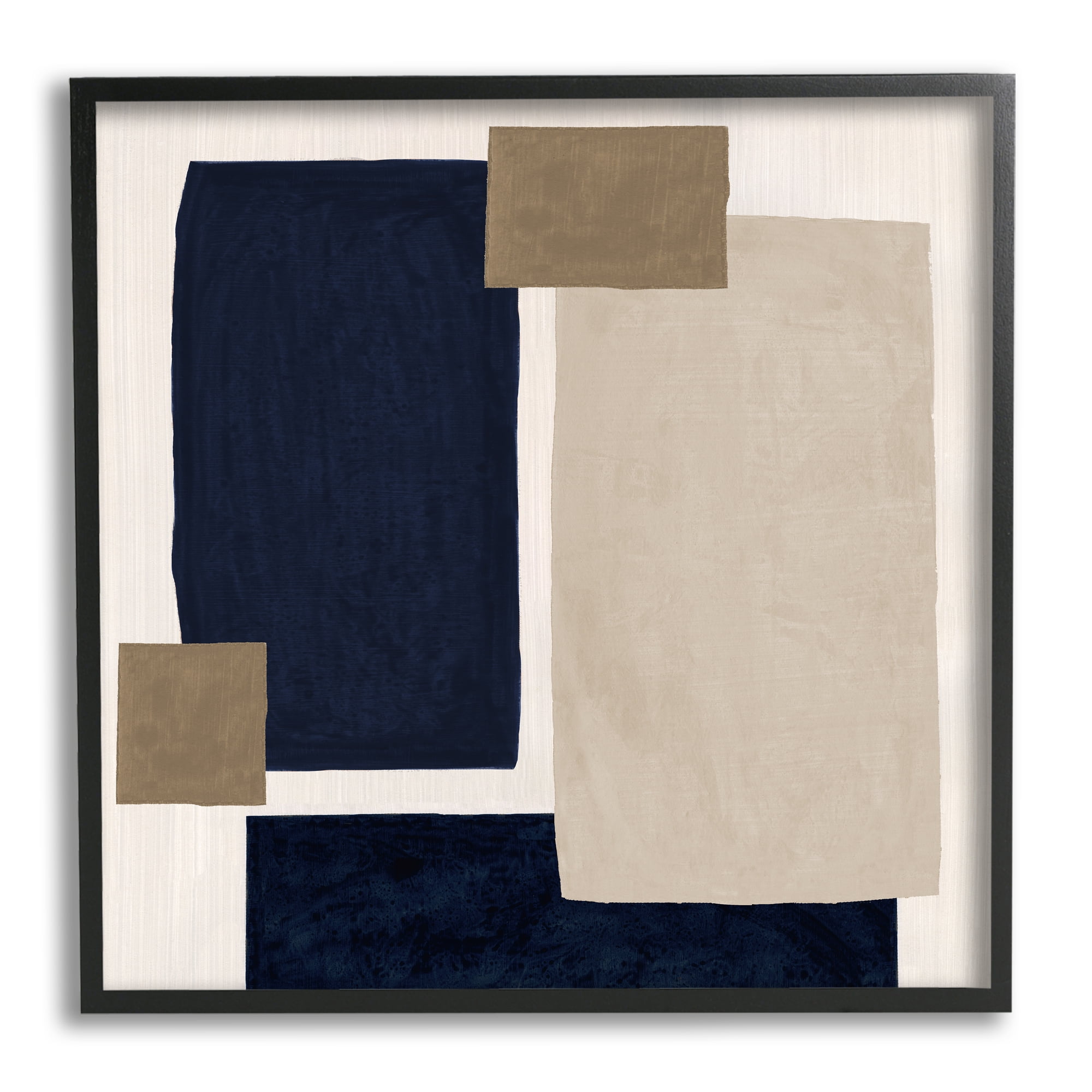 Stupell Industries Tan Overlapping Squares Abstract Painting Black Framed Art Print Wall Art, 24 x 24