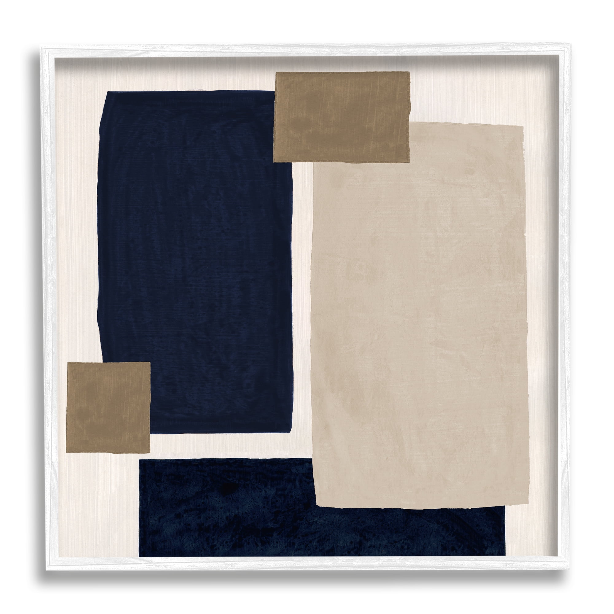 Stupell Industries Tan Overlapping Squares Abstract Painting White Framed Art Print Wall Art, 24 x 24