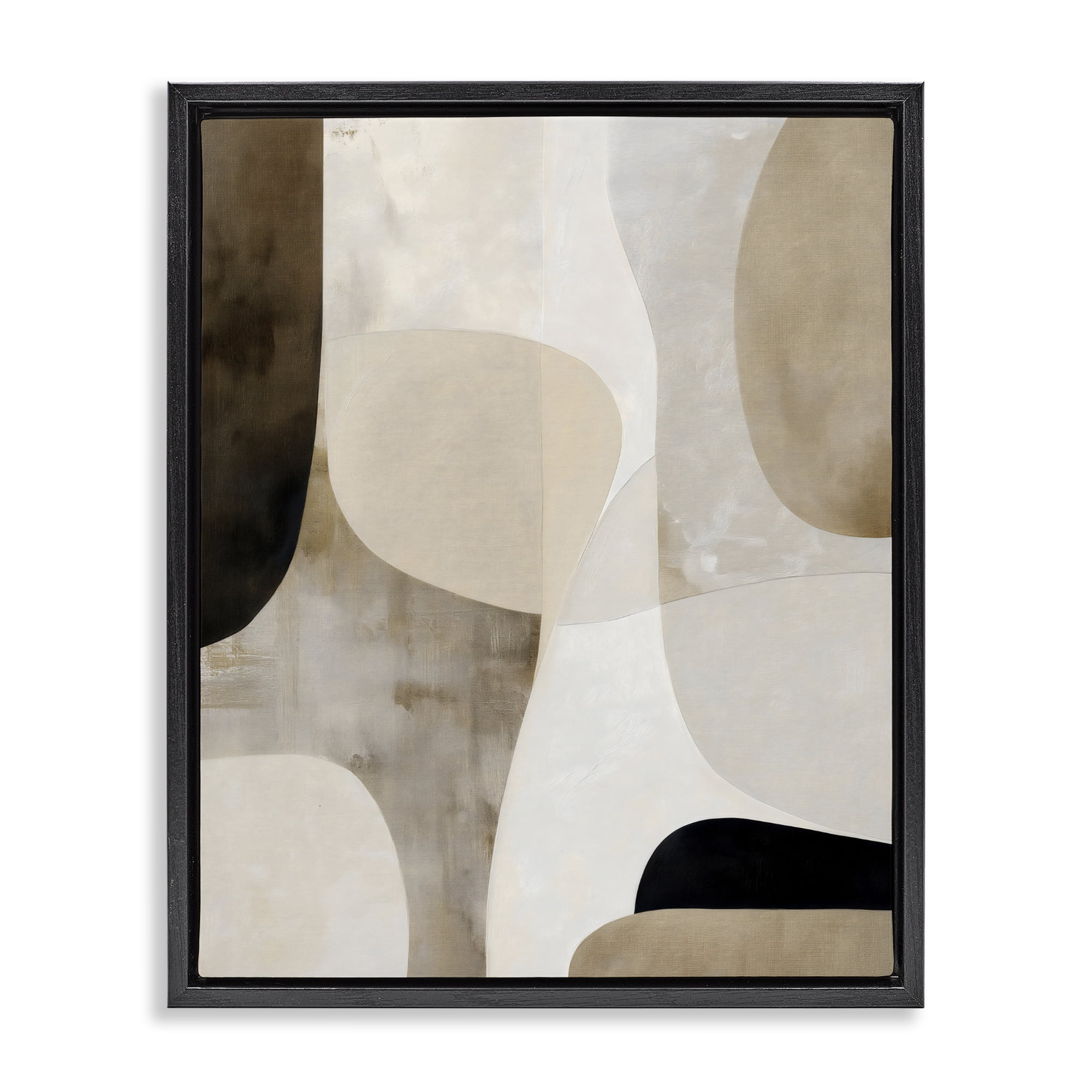 Stupell Industries Tan Shapes Organic Balance Black Framed Floater Canvas Wall Art, design by Ink Drop Loft