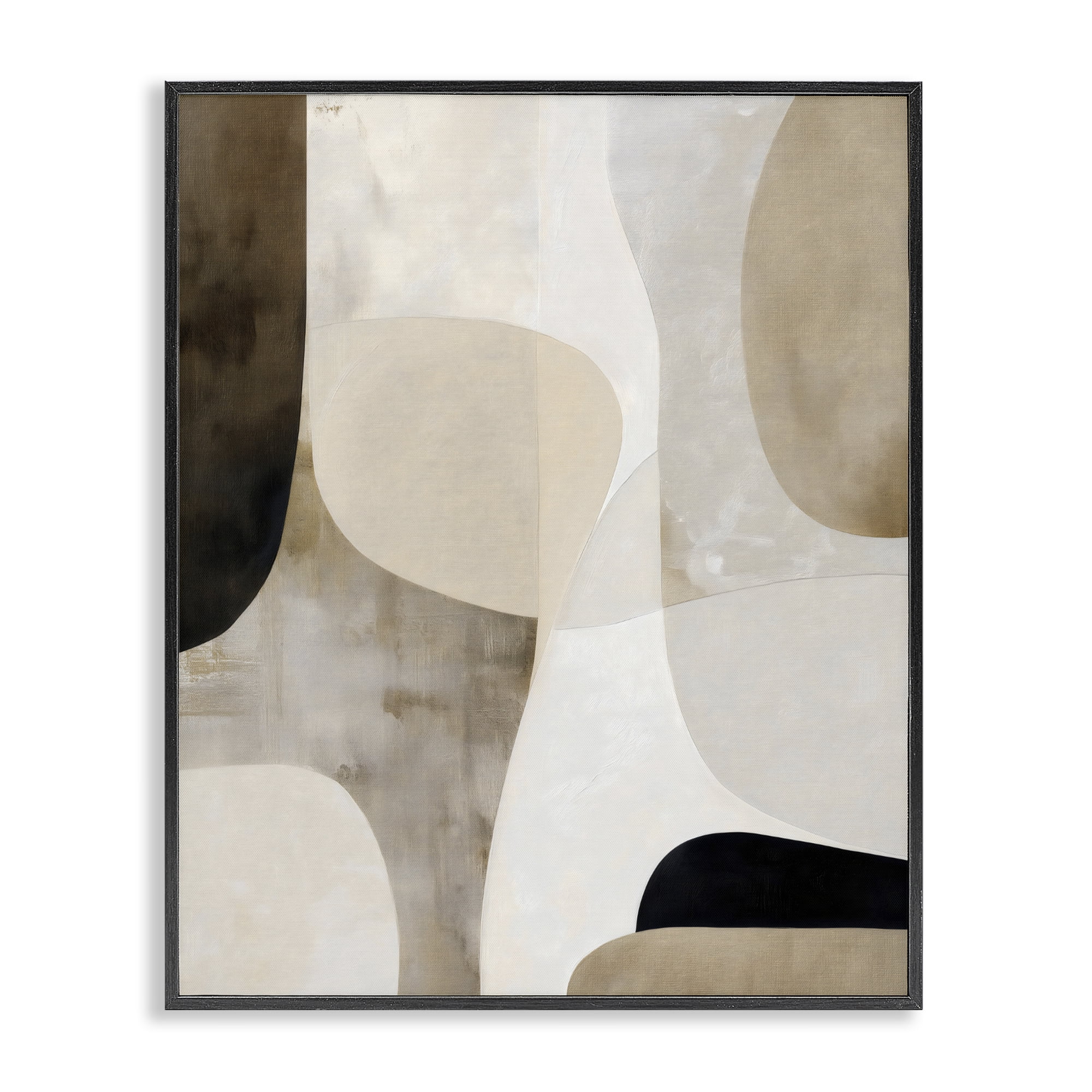 Stupell Industries Tan Shapes Organic Balance Black Framed Giclee Art, design by Ink Drop Loft