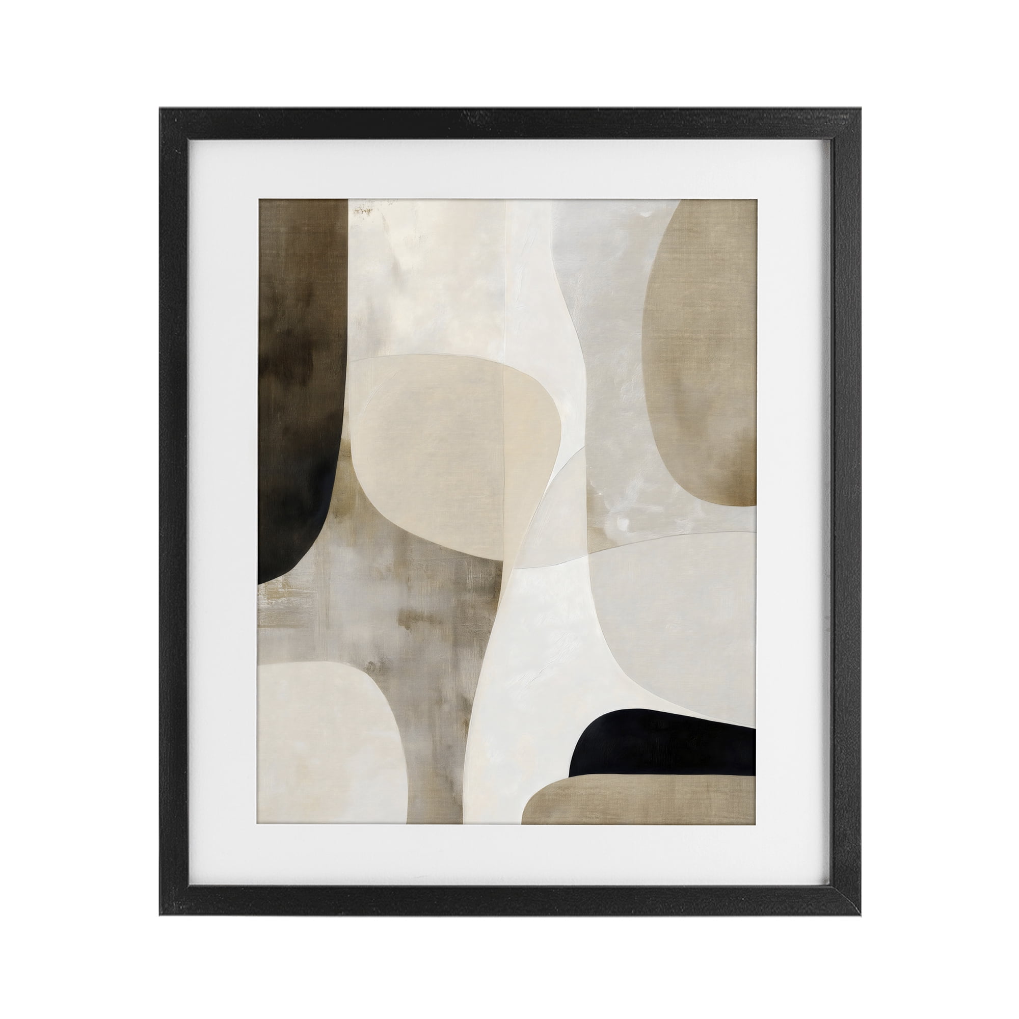 Stupell Industries Tan Shapes Organic Balance Black Framed Print Under Glass, design by Ink Drop Loft