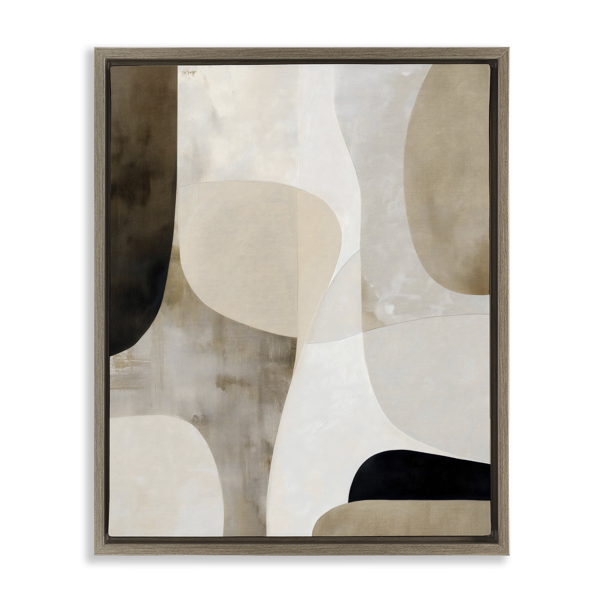 Stupell Industries Tan Shapes Organic Balance Brown Framed Floater Canvas Wall Art, design by Ink Drop Loft