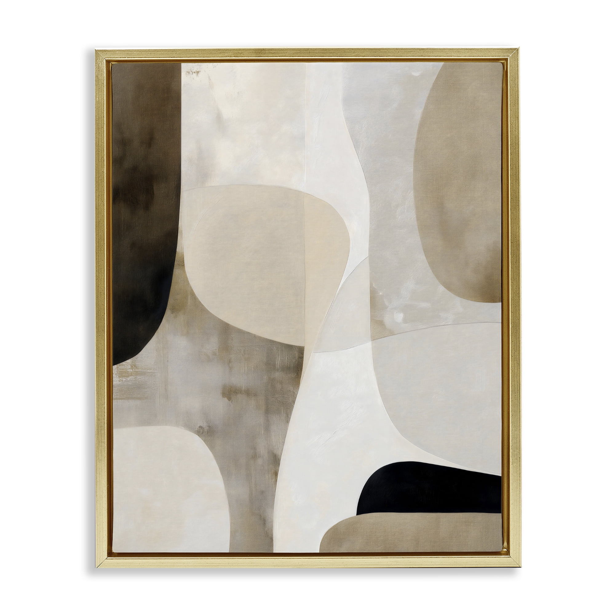 Stupell Industries Tan Shapes Organic Balance Gold Framed Floater Canvas Wall Art, design by Ink Drop Loft