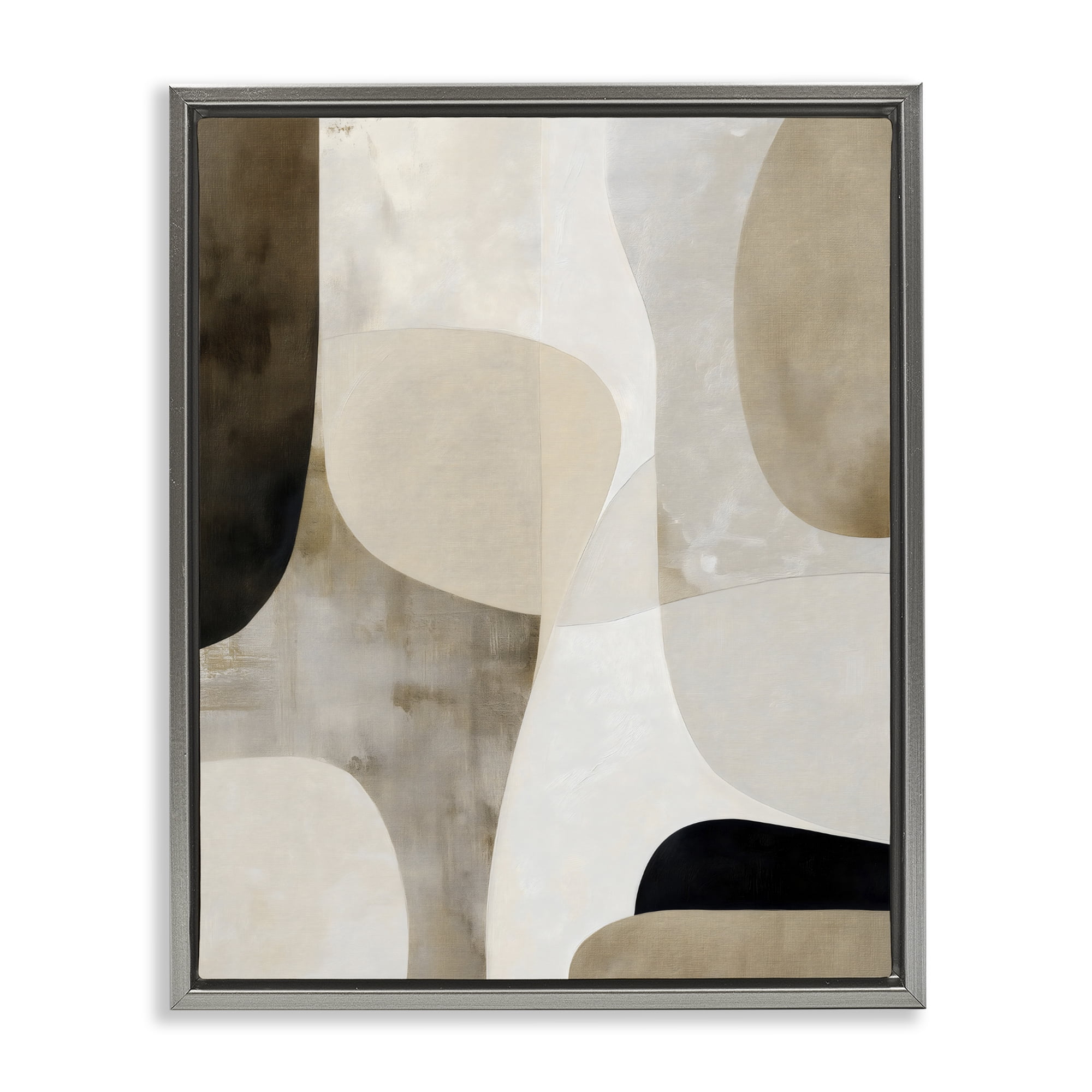Stupell Industries Tan Shapes Organic Balance Gray Framed Floater Canvas Wall Art, design by Ink Drop Loft