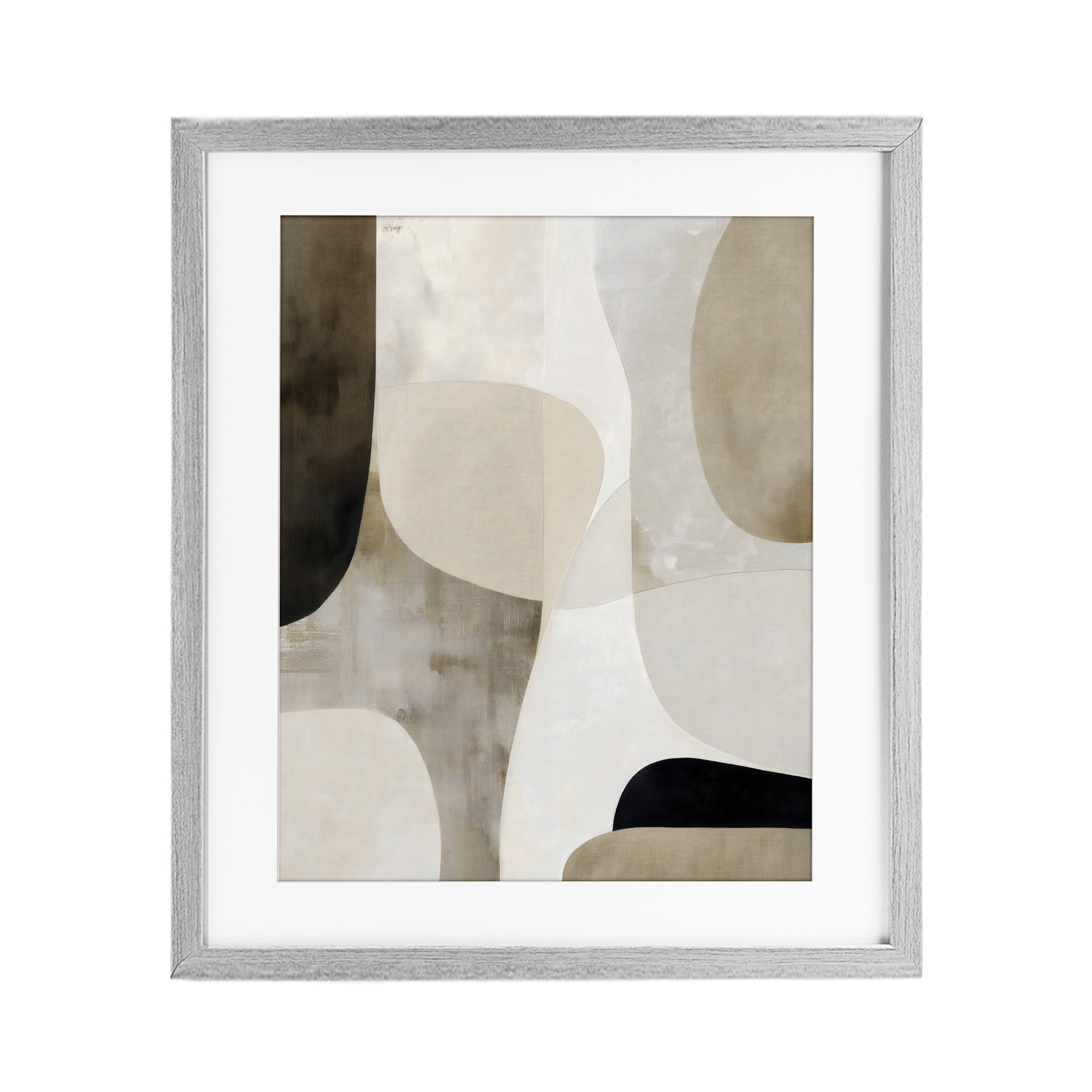 Stupell Industries Tan Shapes Organic Balance Gray Framed Print Under Glass, design by Ink Drop Loft