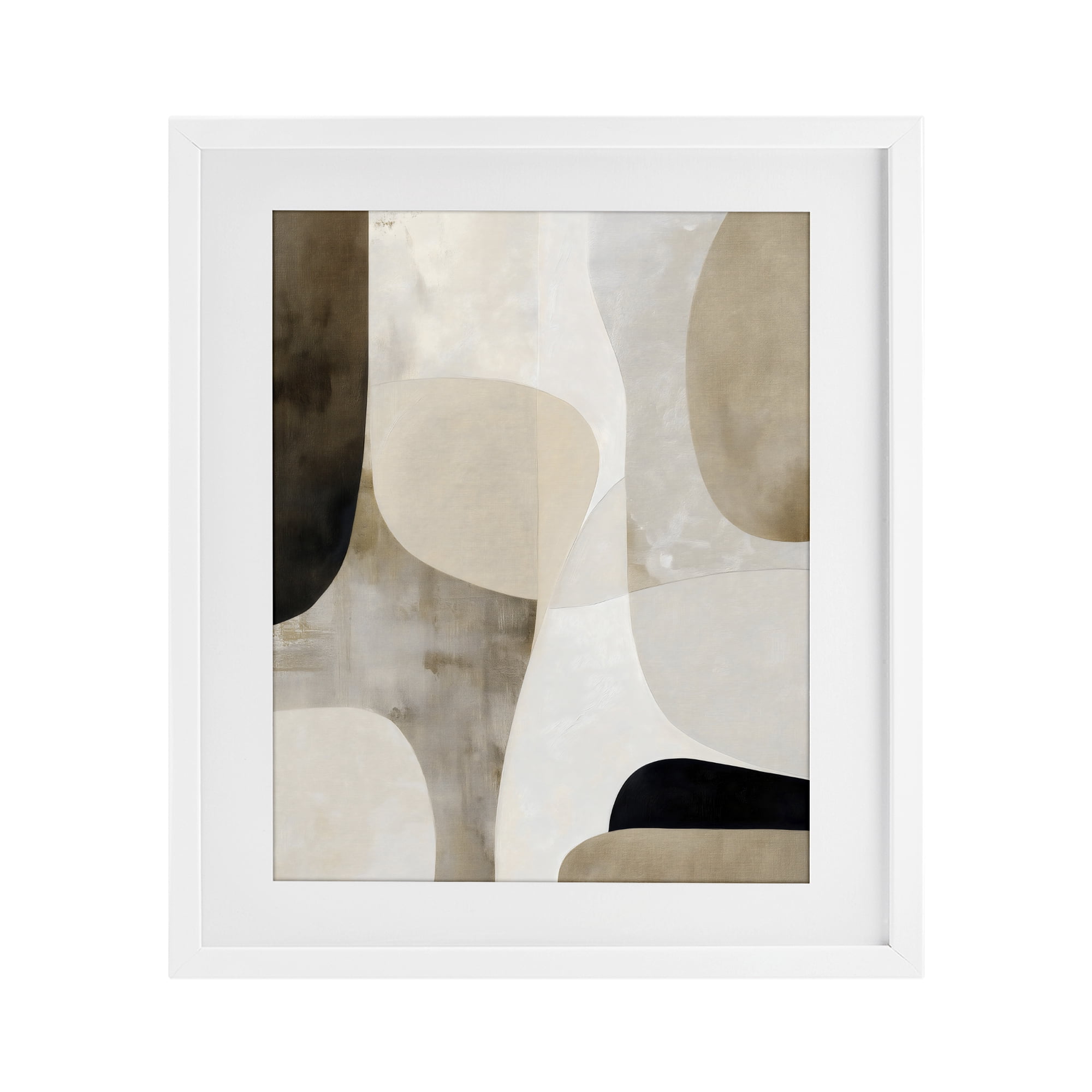 Stupell Industries Tan Shapes Organic Balance White Framed Print Under Glass, design by Ink Drop Loft