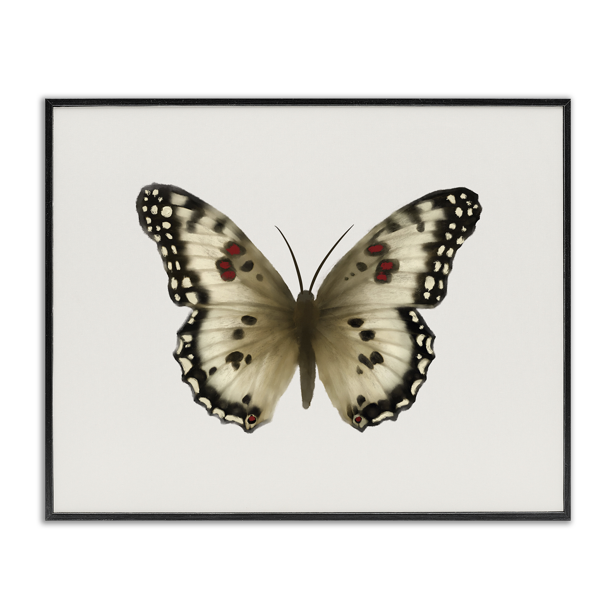 Stupell Industries Tan Symmetrical Butterfly Animals Painting Black Framed Art Print Wall Art, 14 x 11