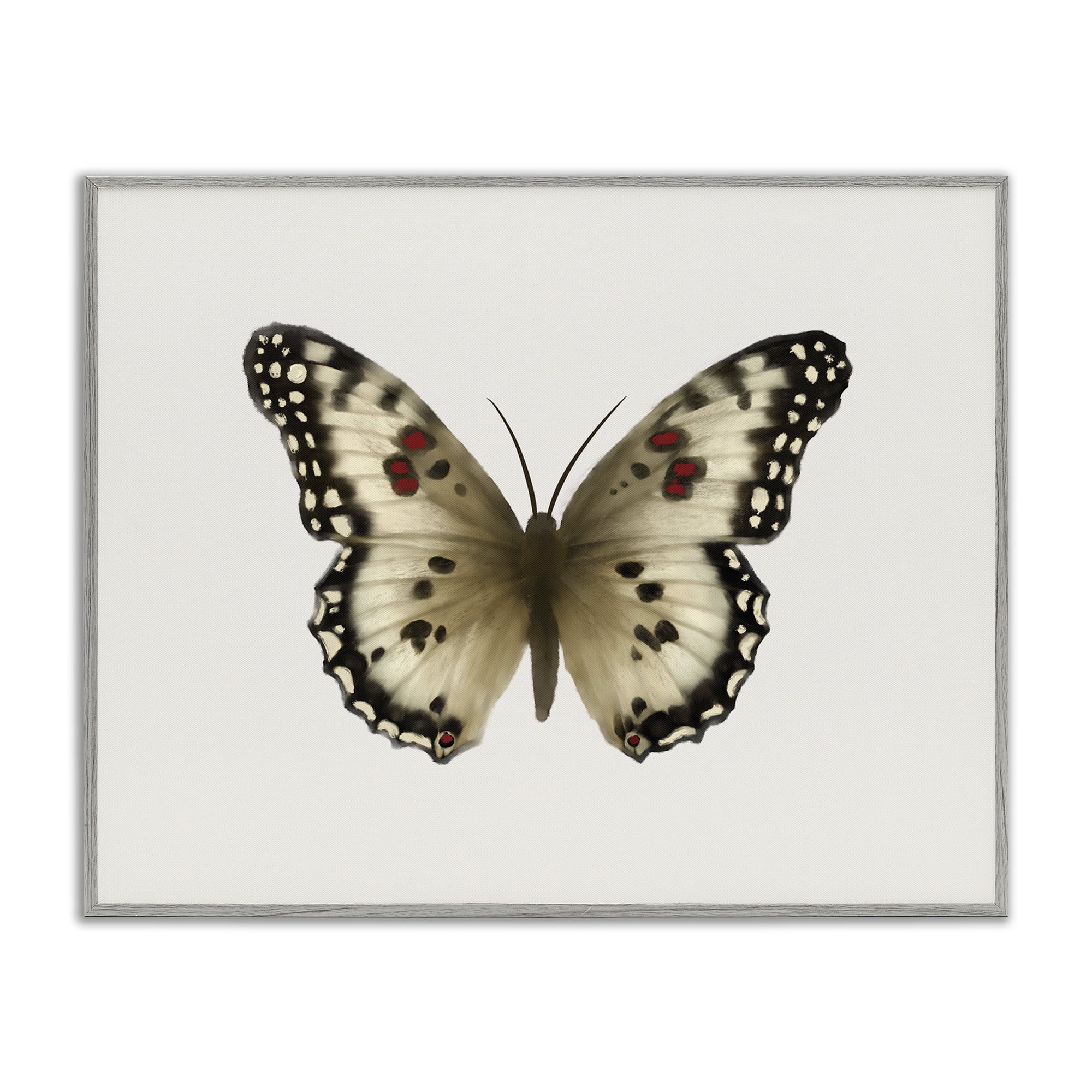 Stupell Industries Tan Symmetrical Butterfly Animals Painting Gray Framed Art Print Wall Art, 30 x 24
