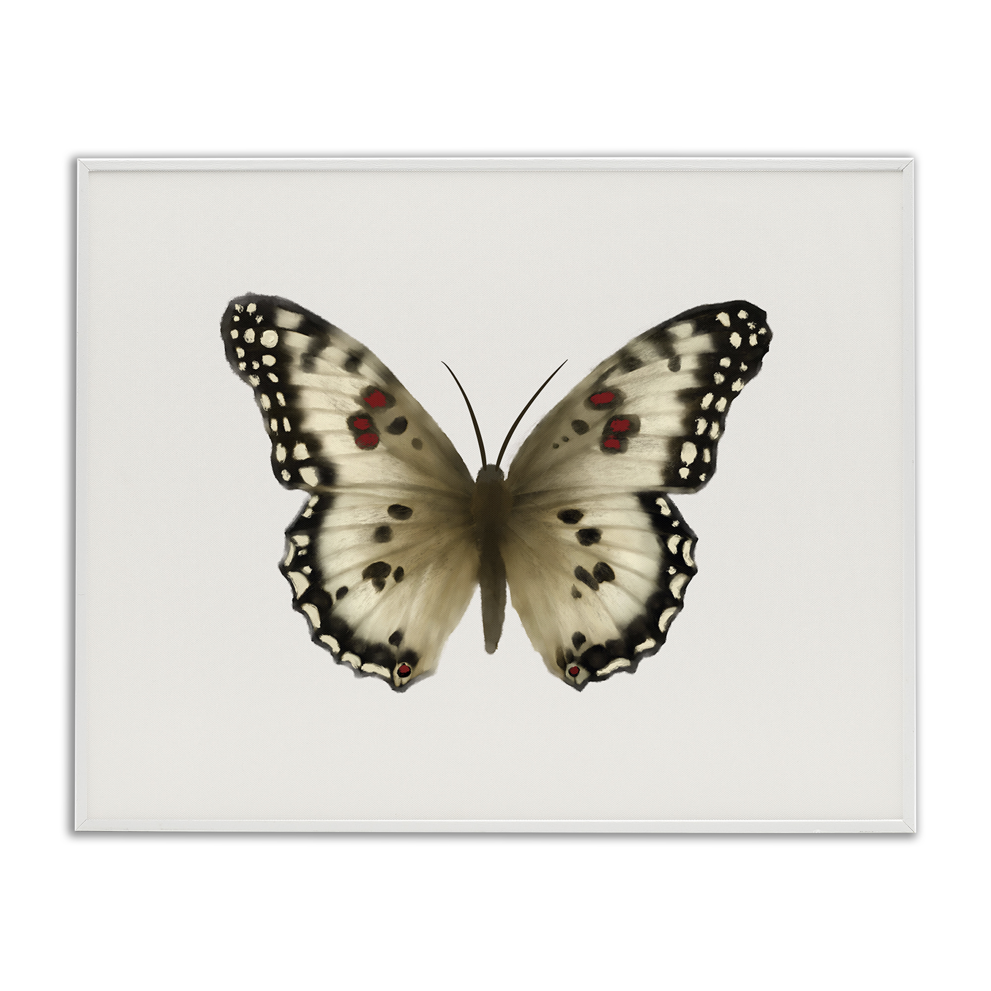 Stupell Industries Tan Symmetrical Butterfly Animals Painting White Framed Art Print Wall Art, 20 x 16