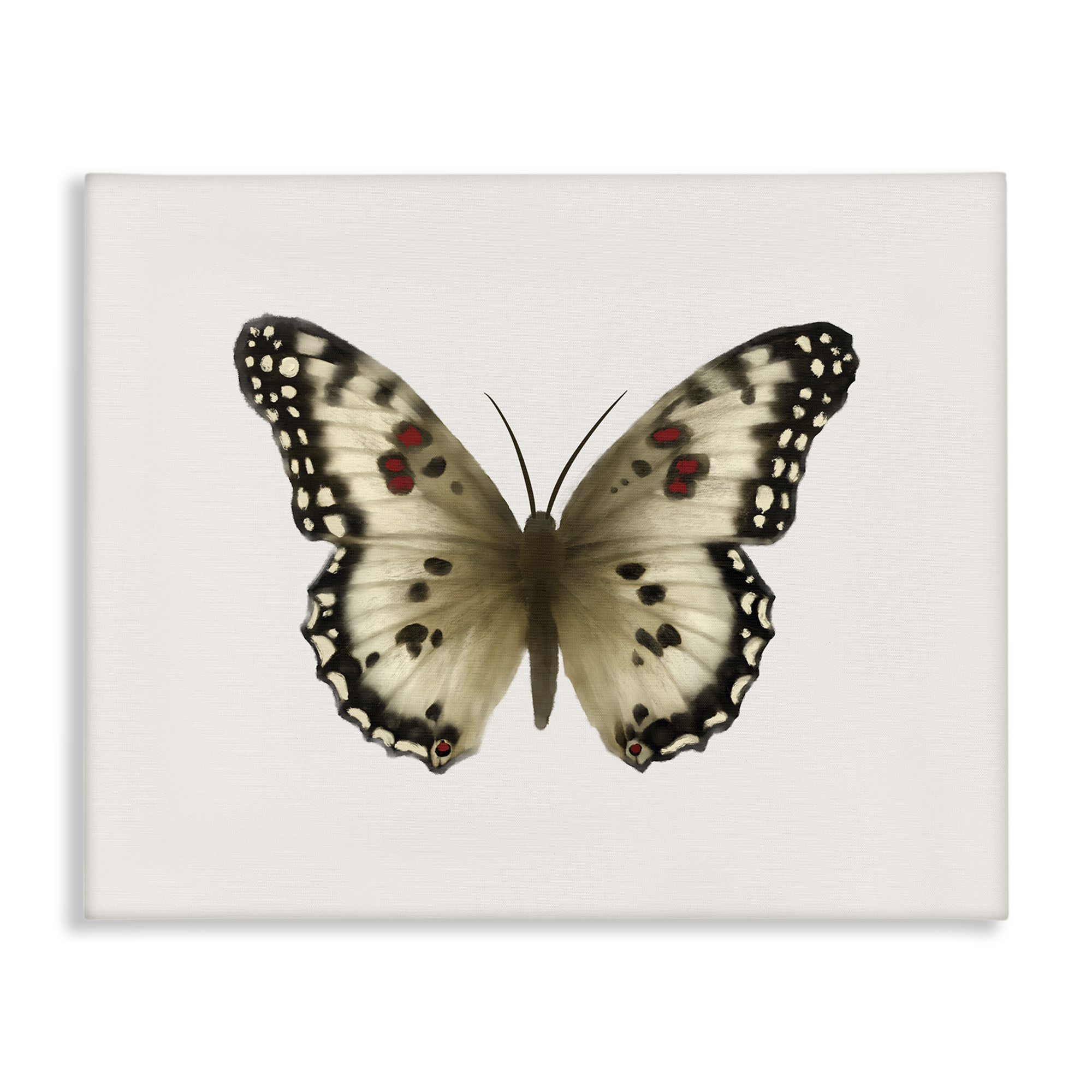 Stupell Industries Tan Symmetrical Butterfly Animals Painting Wrapped Canvas Art Print Wall Art, 20 x 16