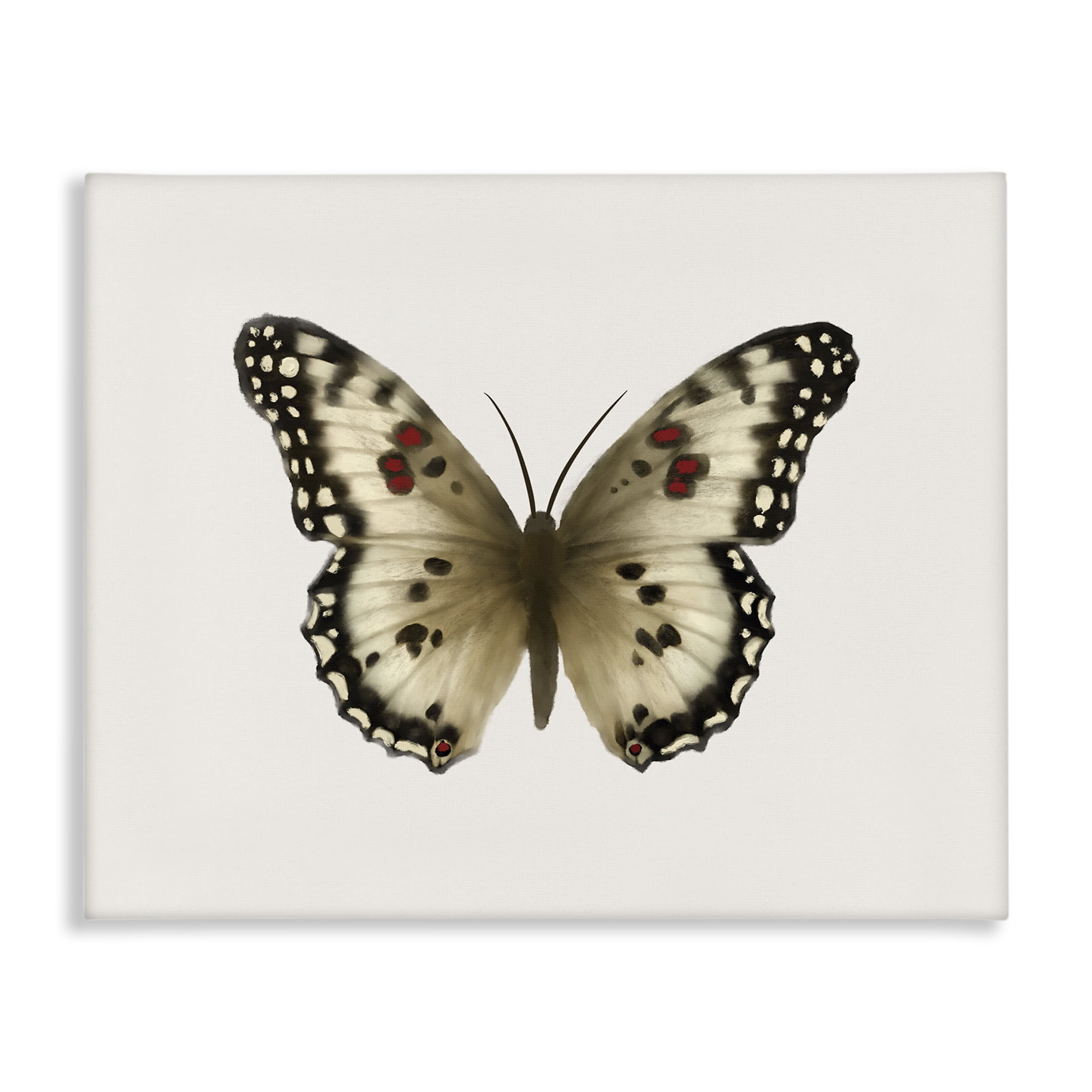 Stupell Industries Tan Symmetrical Butterfly Animals Painting Wrapped Canvas Art Print Wall Art, 40 x 30