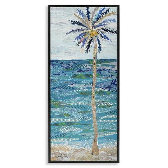 Stupell Industries Tangled in Blue Collage Coastal Painting Black Framed Art Print Wall Art, 10 x 24