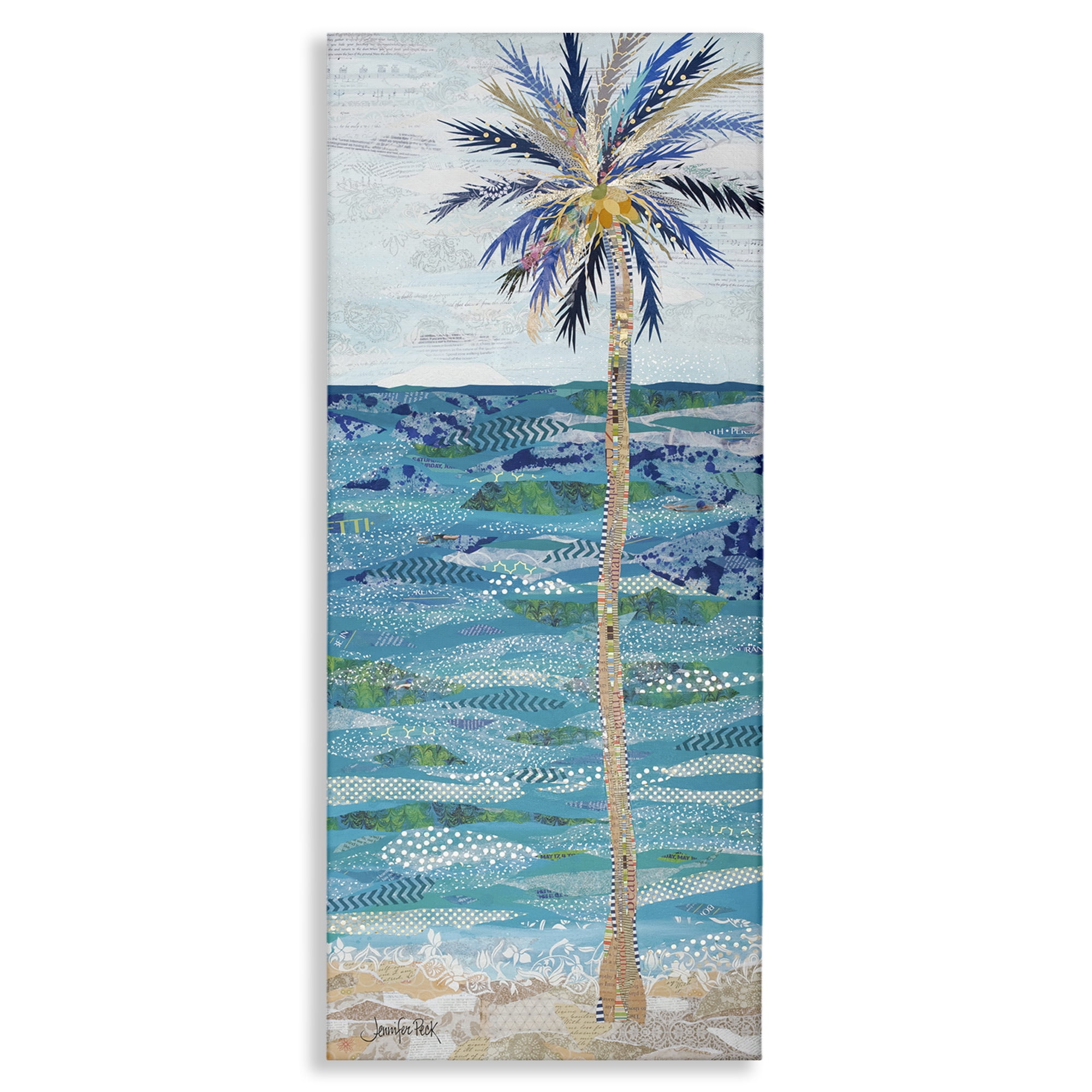 Stupell Industries Tangled in Blue Collage Coastal Painting Gallery Wrapped Canvas Art Print Wall Art, 10 x 24