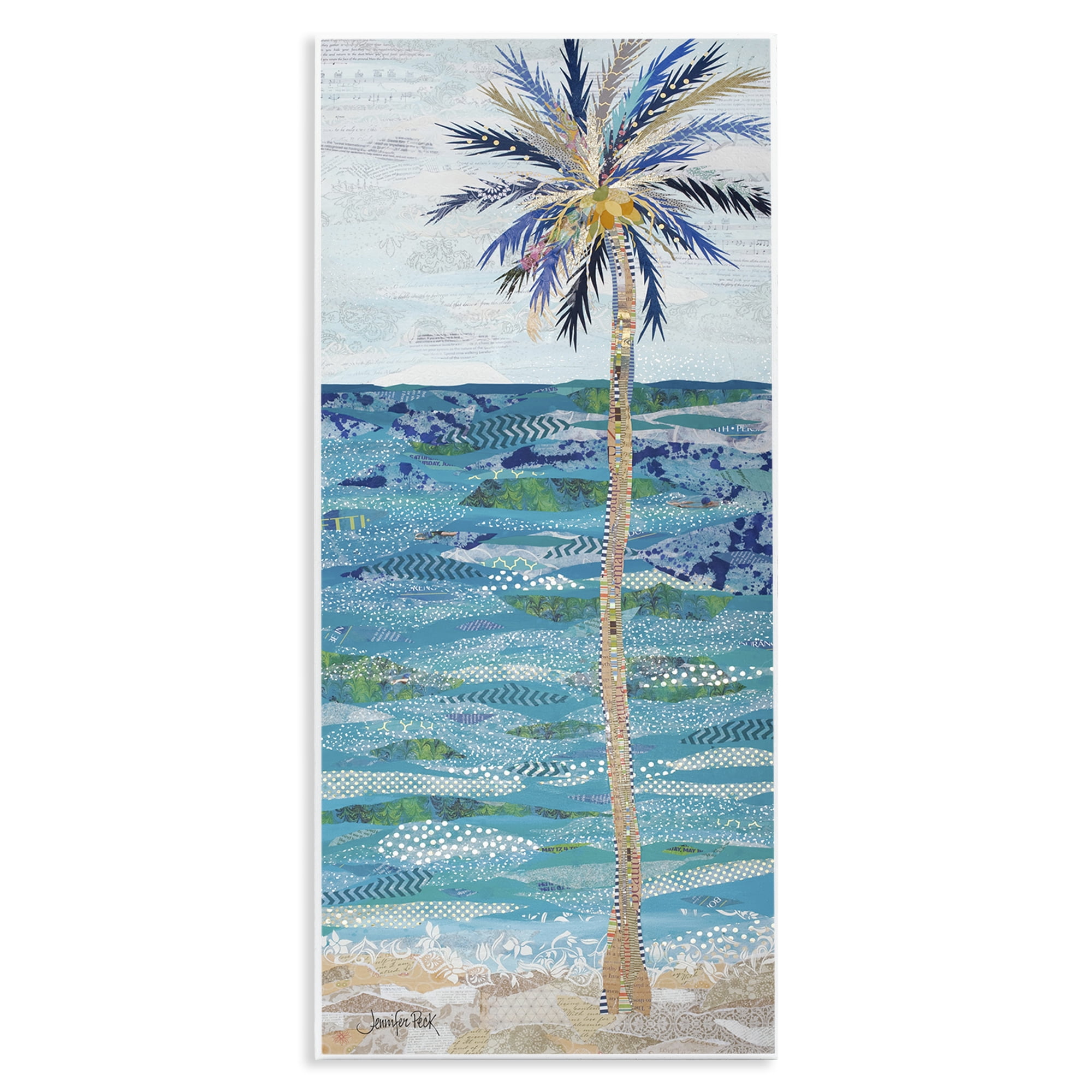 Stupell Industries Tangled in Blue Collage Coastal Painting Unframed Art Print Wall Art, 7 x 17