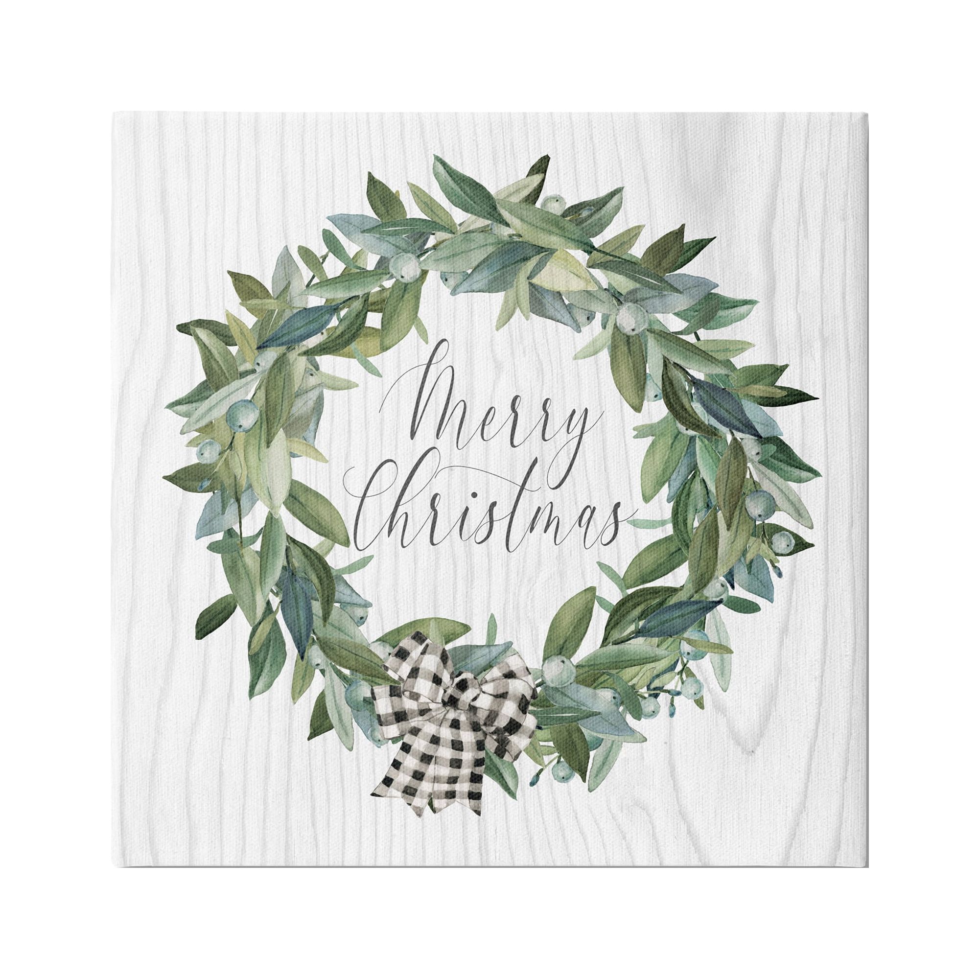 Stupell Industries Tartan Bow Wreath Holiday Painting Gallery Wrapped Canvas Print Wall Art, 30 x 30