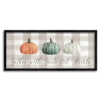 Stupell Industries Tartan Gather Fall Phrase Holiday Painting Black Framed Art Print Wall Art, 24 x 10