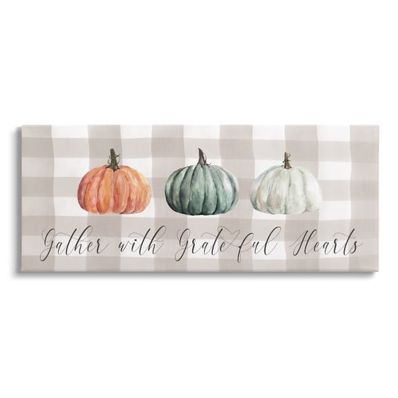 Stupell Industries Tartan Gather Fall Phrase Holiday Painting Gallery Wrapped Canvas Print Wall Art, 24 x 10