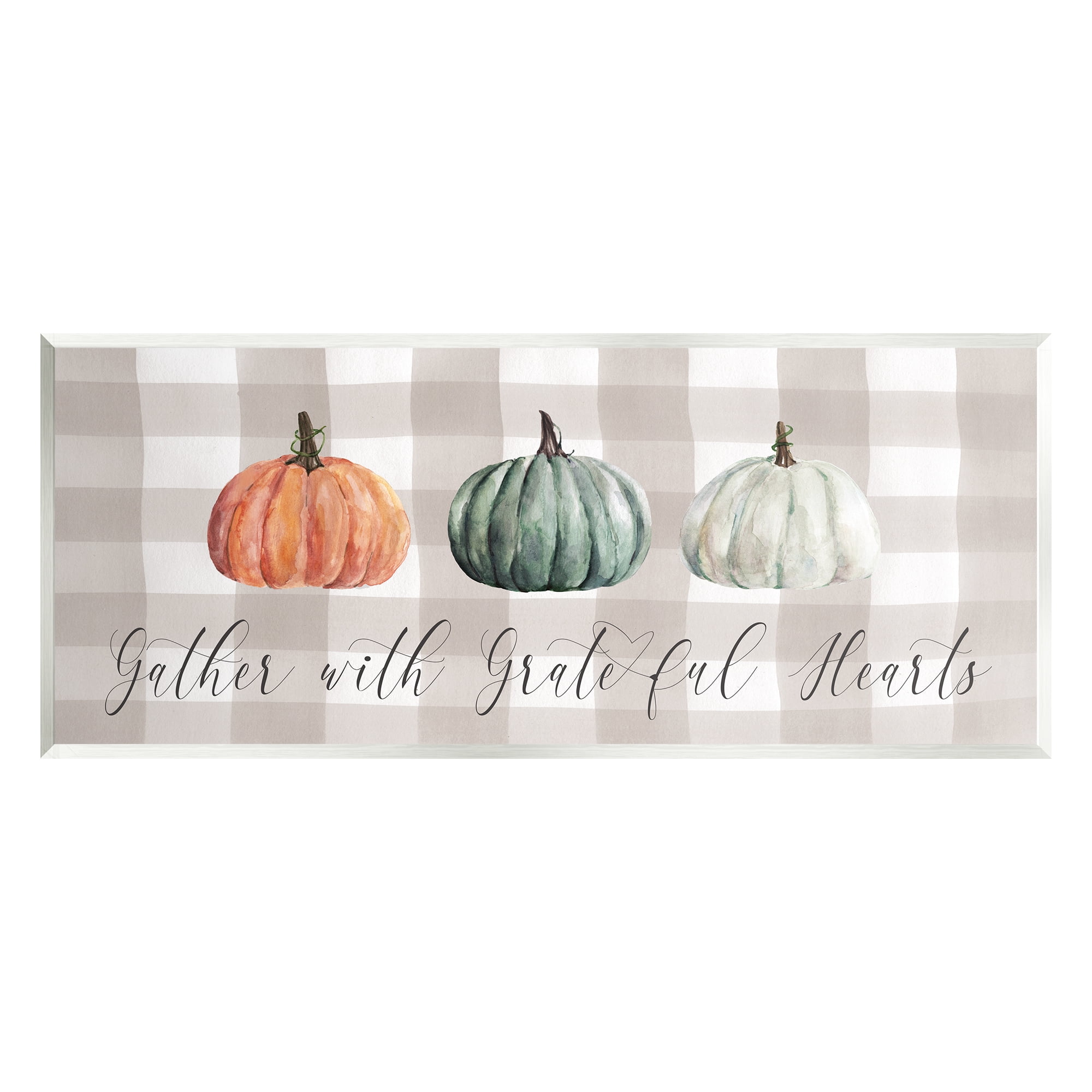 Stupell Industries Tartan Gather Fall Phrase Holiday Painting Unframed Art Print Wall Art, 17 x 7
