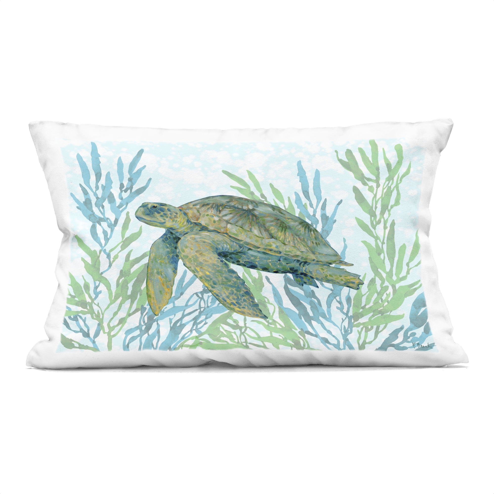Stupell Industries Tasman Turtle in Seagrass Decorative Printed Throw Pillow, design by Paul Brent, 14 x 7 x 20