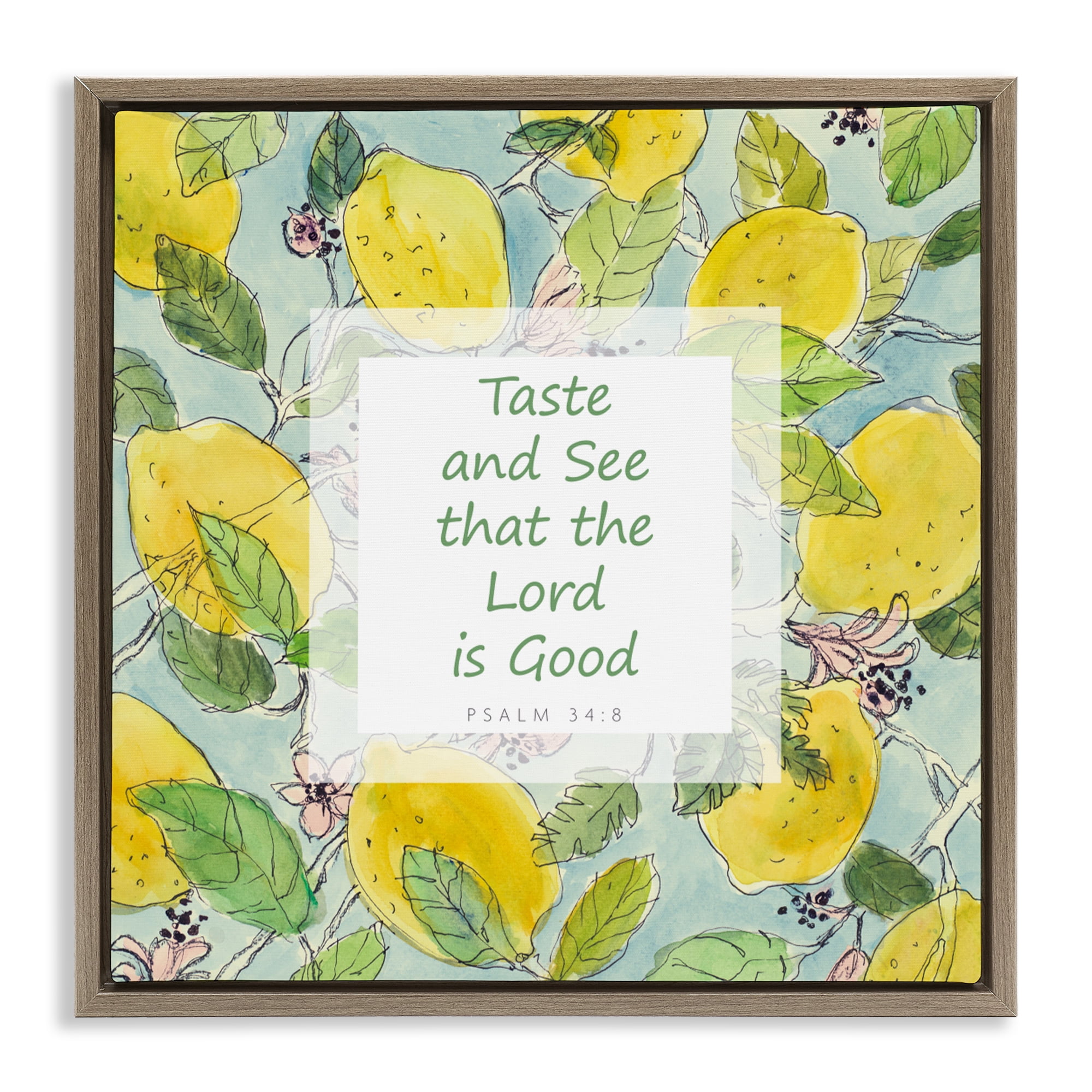 Stupell Industries Taste & See Lord Is Good Brown Framed Floater Canvas Wall Art, design by Lanie Loreth