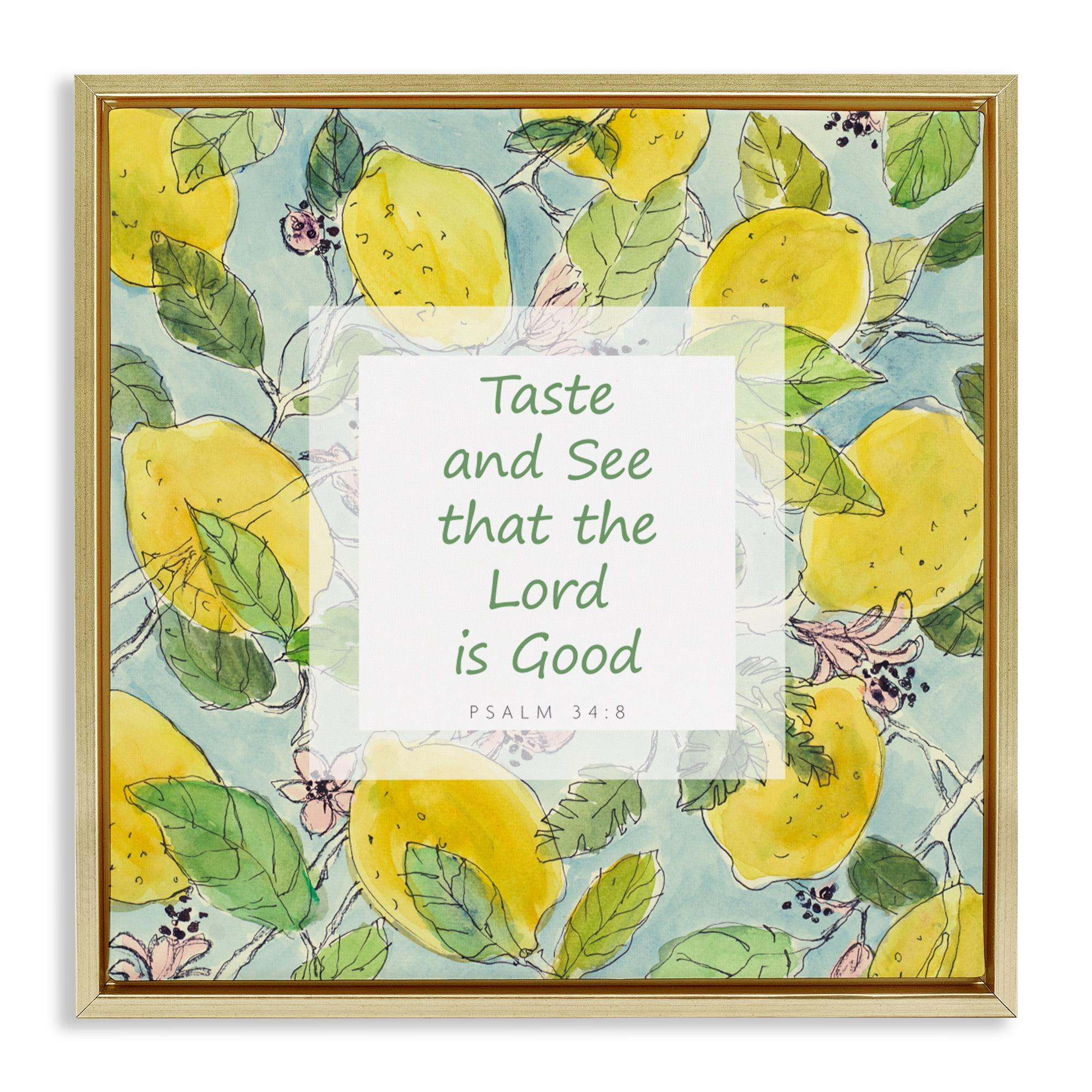 Stupell Industries Taste & See Lord Is Good Gold Framed Floater Canvas Wall Art, design by Lanie Loreth