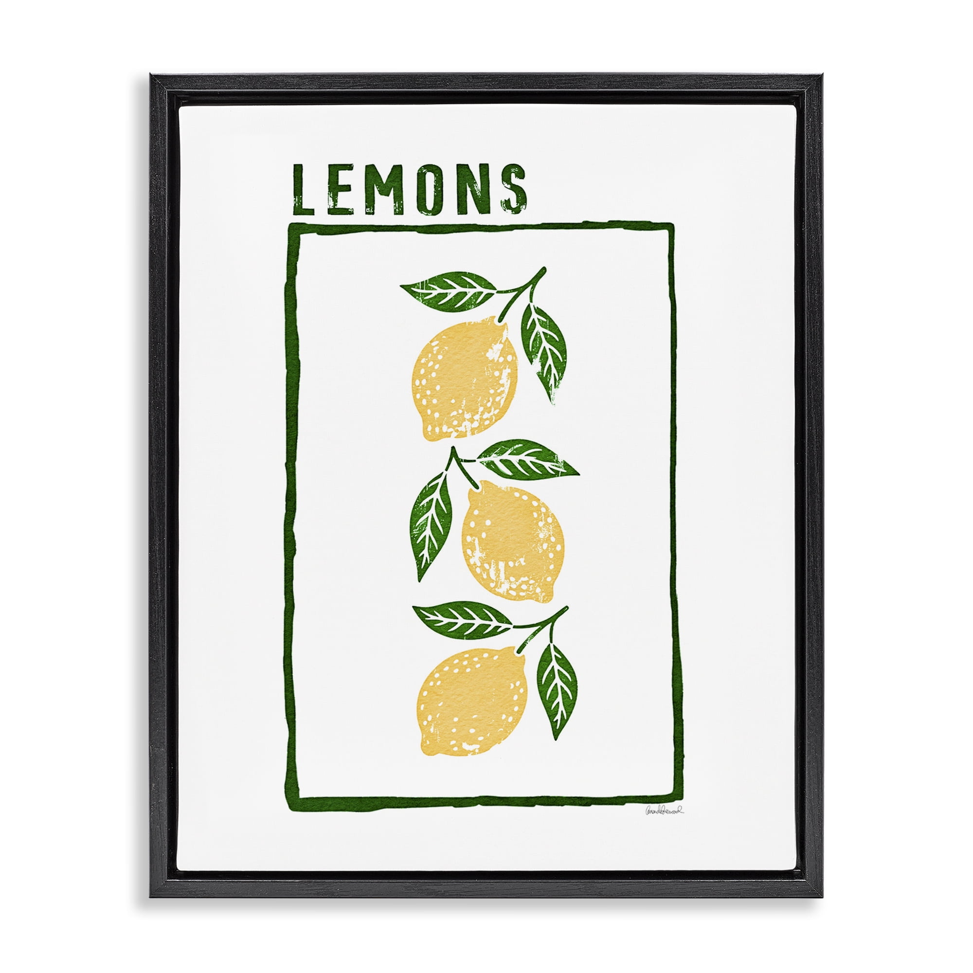 Stupell Industries Tasty Summer Lemons Black Framed Floater Canvas Wall Art, design by Amanda Greenwood