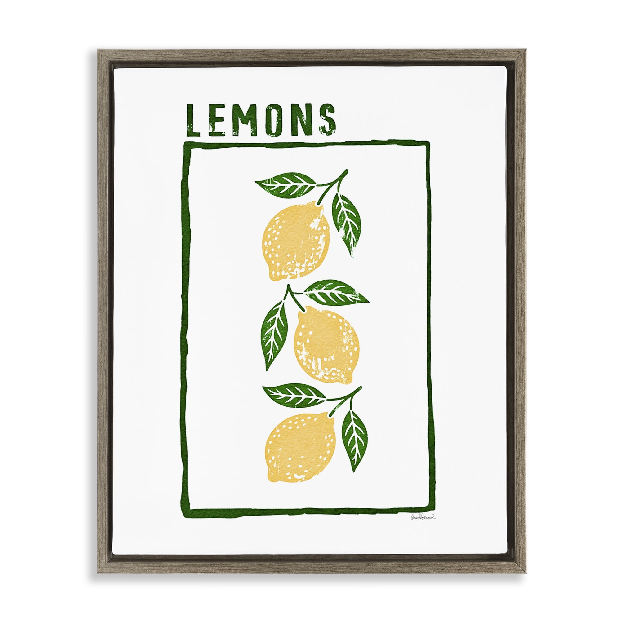 Stupell Industries Tasty Summer Lemons Brown Framed Floater Canvas Wall Art, design by Amanda Greenwood