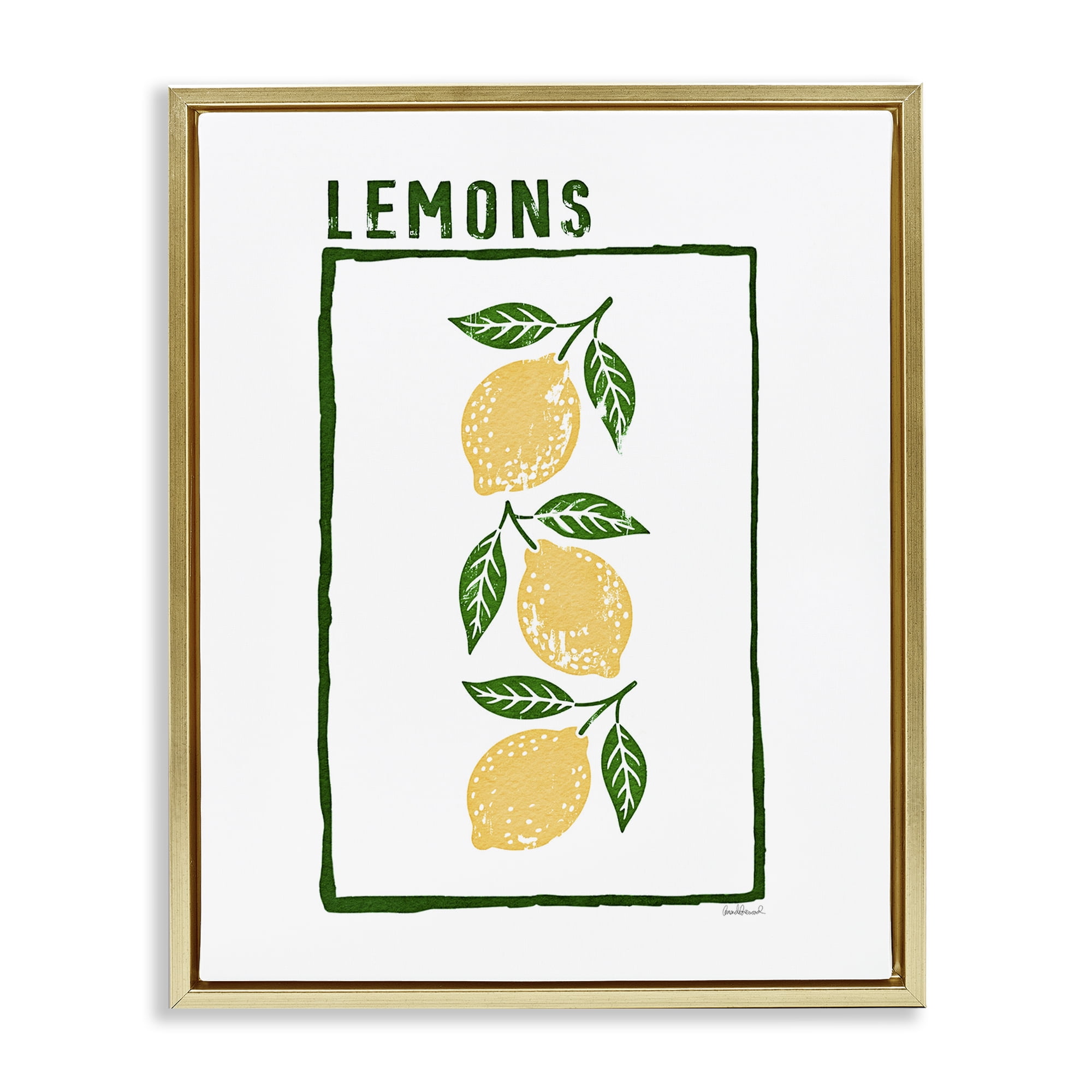 Stupell Industries Tasty Summer Lemons Gold Framed Floater Canvas Wall Art, design by Amanda Greenwood