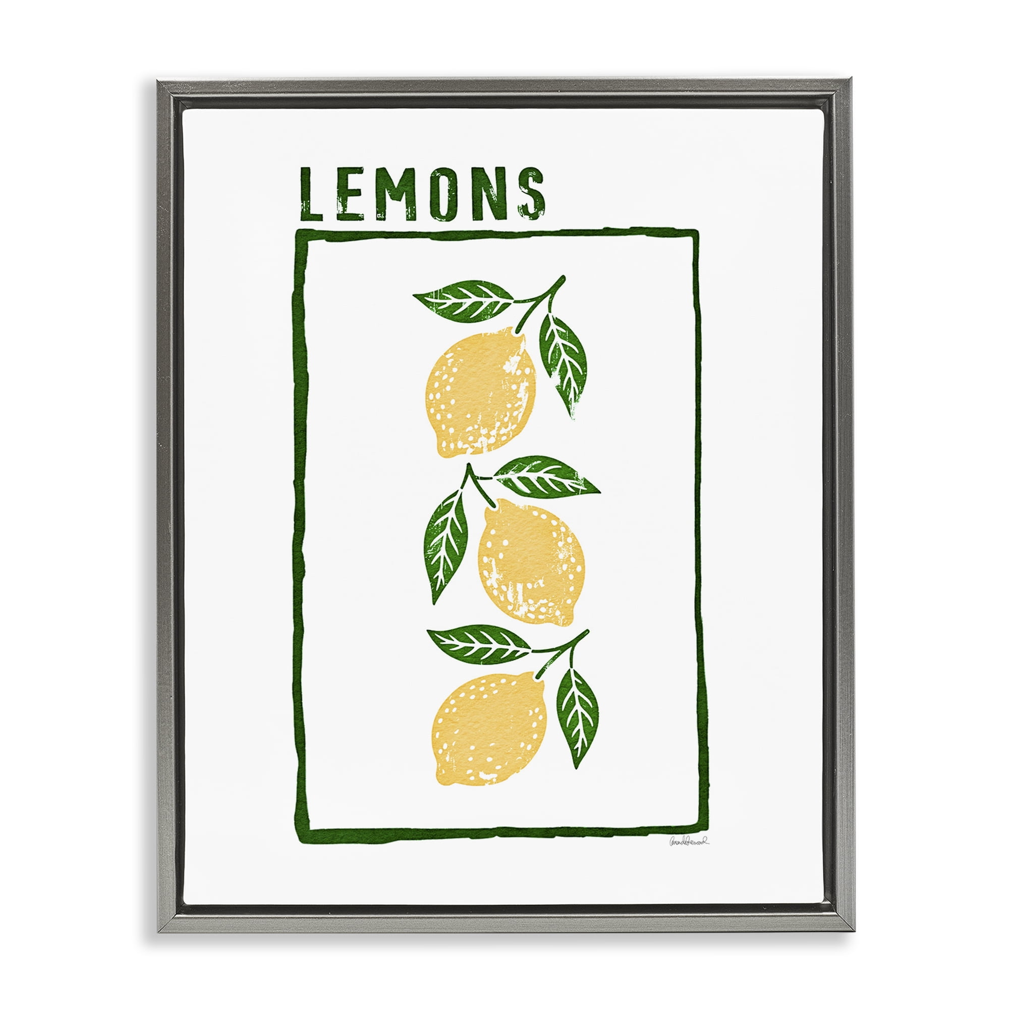 Stupell Industries Tasty Summer Lemons Gray Framed Floater Canvas Wall Art, design by Amanda Greenwood