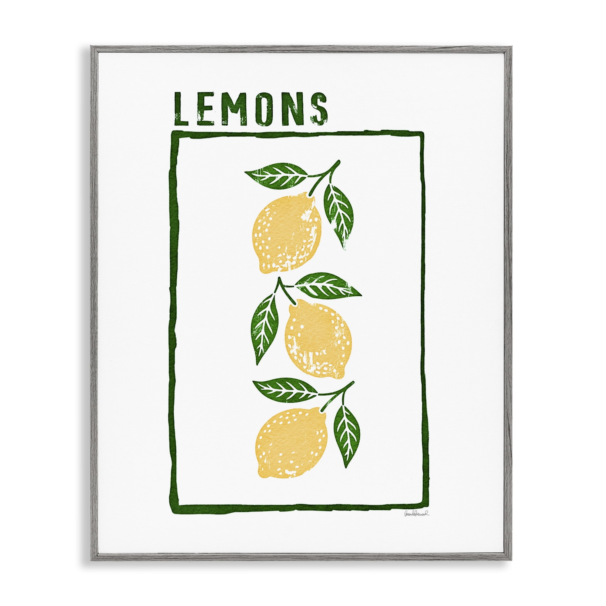 Stupell Industries Tasty Summer Lemons Gray Framed Giclee Art, design by Amanda Greenwood