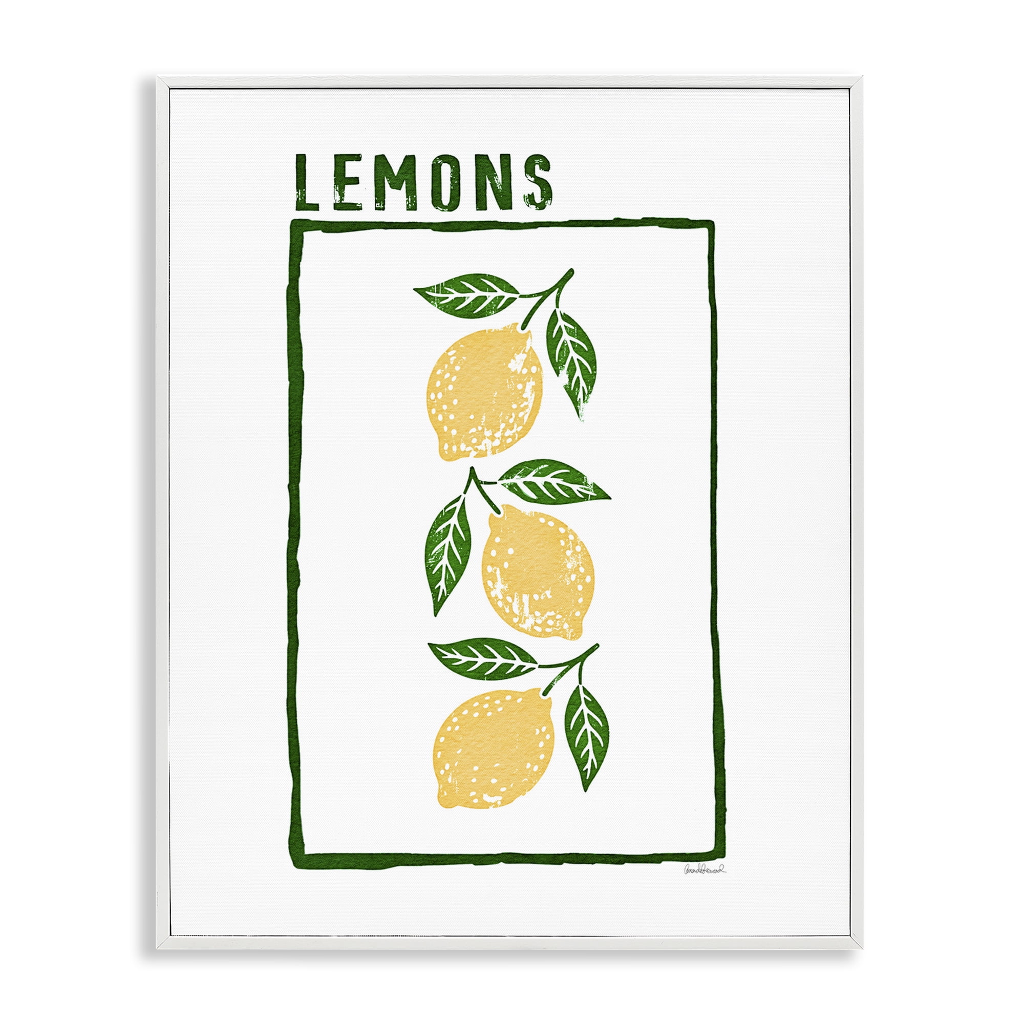 Stupell Industries Tasty Summer Lemons White Framed Giclee Art, design by Amanda Greenwood