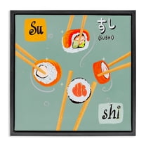 Stupell Industries Tasty Sushi Party Gathering Food & Beverage Painting Black Floater Framed Canvas Art Print Wall Art, 18 x 18