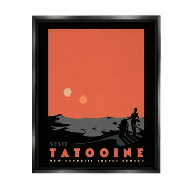 Stupell Industries Tatooine Vast Science Fiction Land Graphic Art Jet Black Floating Framed Canvas Print Wall Art, Design by Matheus Lopes Castro