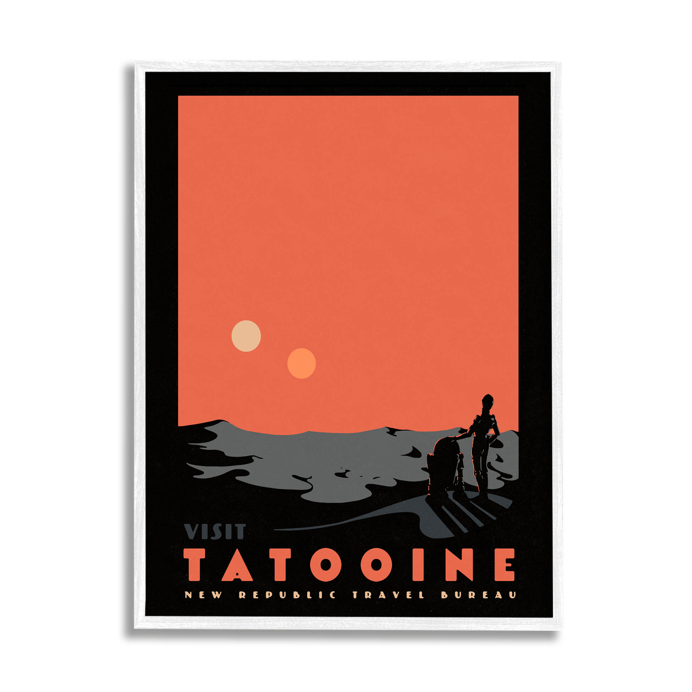 Stupell Industries Tatooine Vast Science Fiction Land Graphic Art White Framed Art Print Wall Art, Design by Matheus Lopes Castro