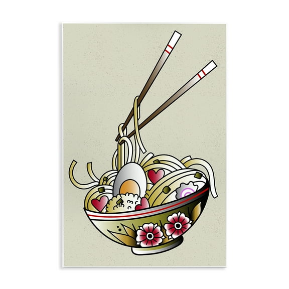 Stupell Industries Tattoo Style Ramen Bowl Food & Beverage Painting Unframed Art Print Wall Art, 10 x 15