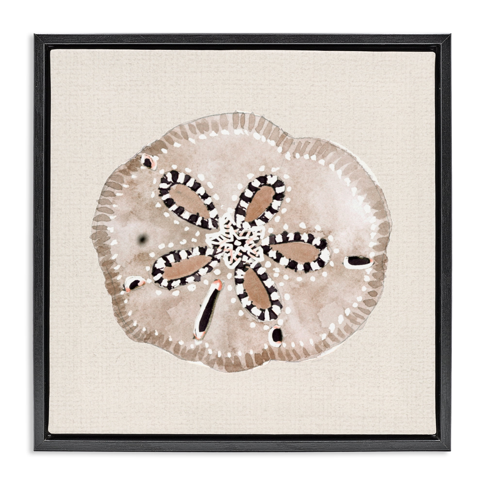 Stupell Industries Taupe & Beige Sand Dollar Black Framed Floater Canvas Wall Art, design by Lanie Loreth