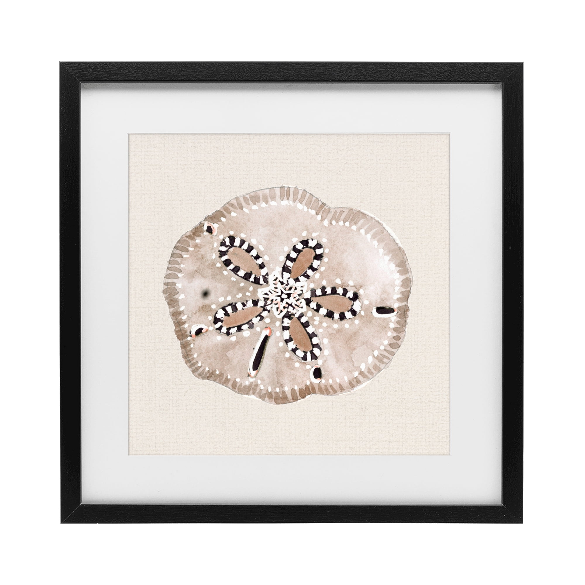 Stupell Industries Taupe & Beige Sand Dollar Black Framed Print Under Glass, design by Lanie Loreth