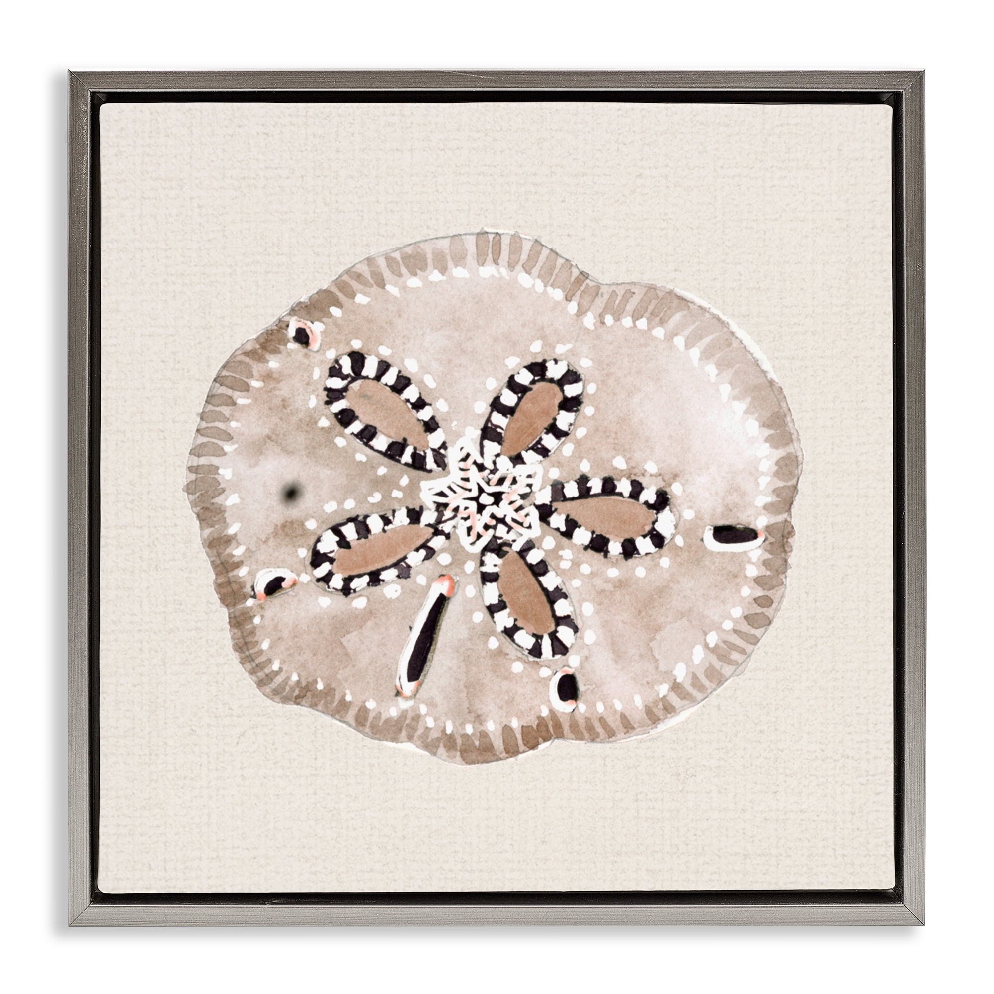 Stupell Industries Taupe & Beige Sand Dollar Gray Framed Floater Canvas Wall Art, design by Lanie Loreth