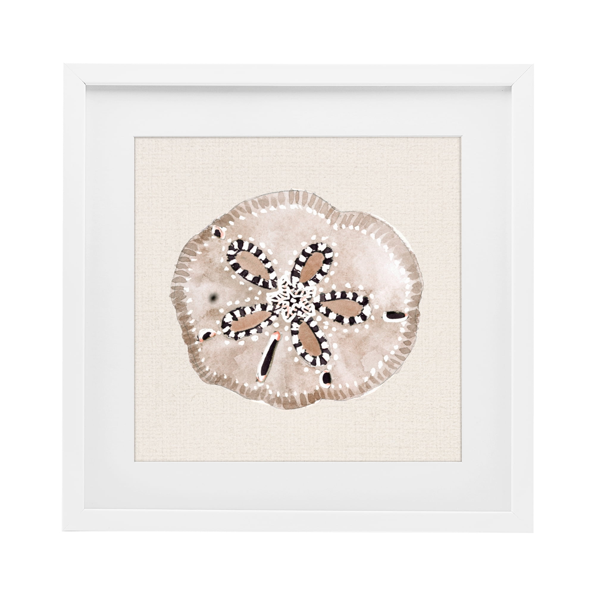 Stupell Industries Taupe & Beige Sand Dollar White Framed Print Under Glass, design by Lanie Loreth