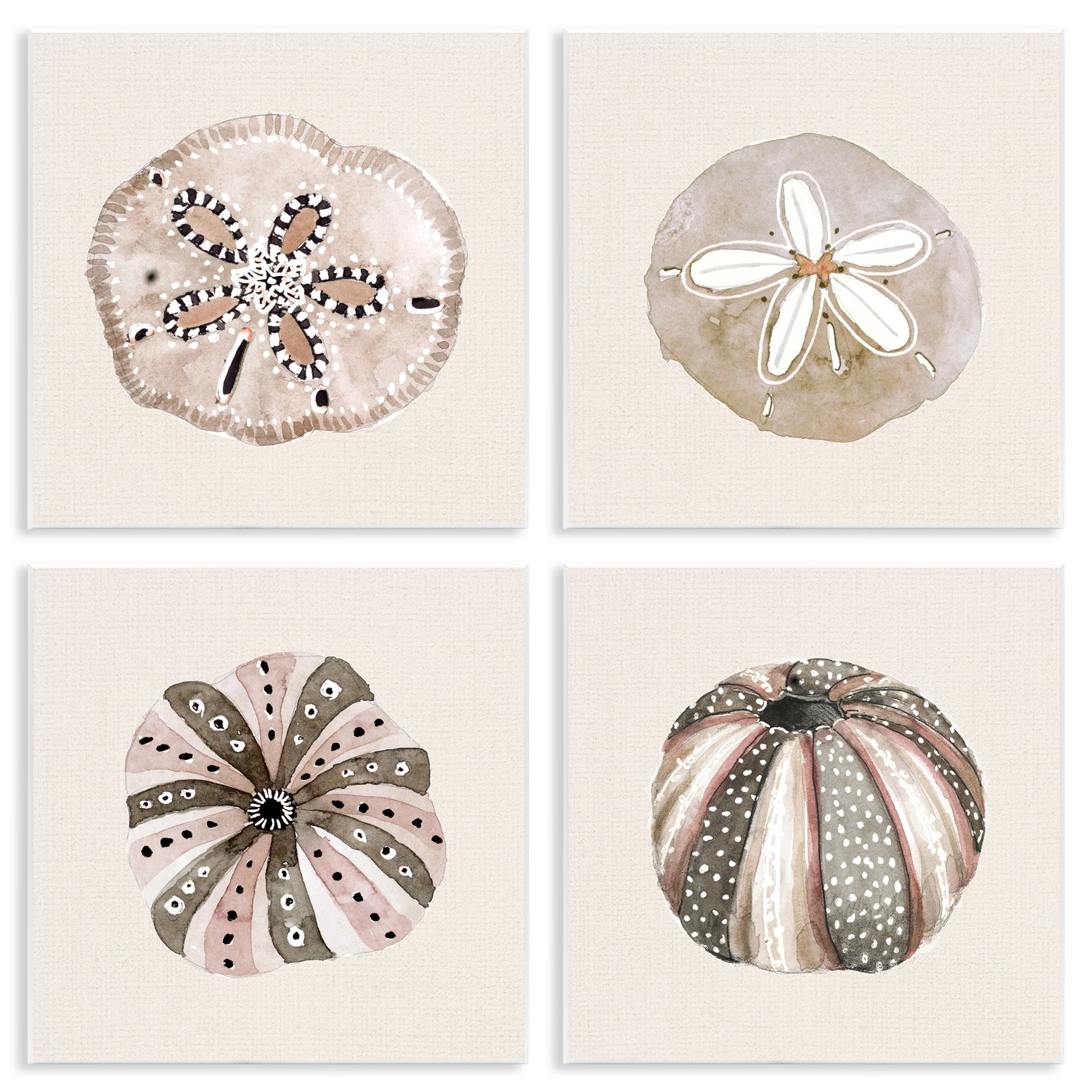 Stupell Industries Taupe & Beige Sea Creatures 4 Piece Wall Plaque Art Set, design by Lanie Loreth