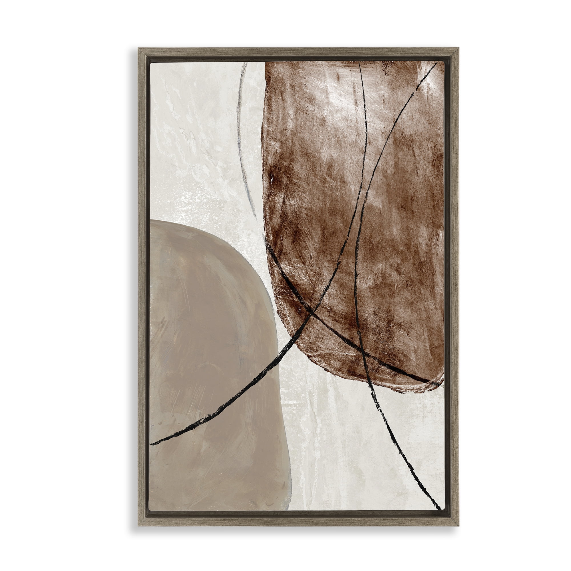 Stupell Industries Taupe & Brown Abstract Brown Framed Floater Canvas Wall Art, design by Merri Pattinian