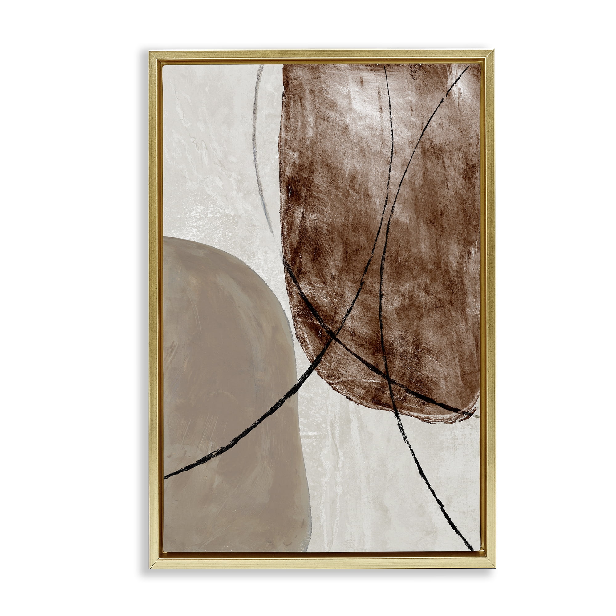 Stupell Industries Taupe & Brown Abstract Gold Framed Floater Canvas Wall Art, design by Merri Pattinian