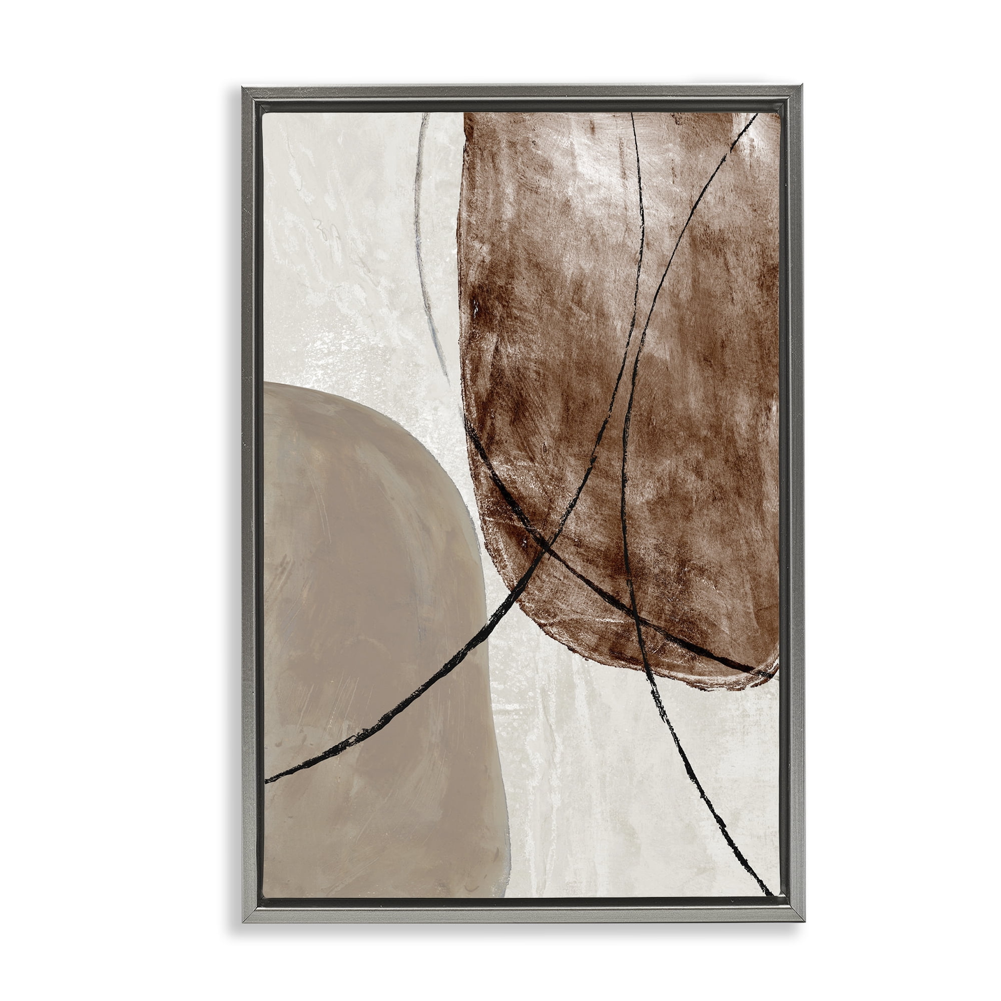 Stupell Industries Taupe & Brown Abstract Gray Framed Floater Canvas Wall Art, design by Merri Pattinian