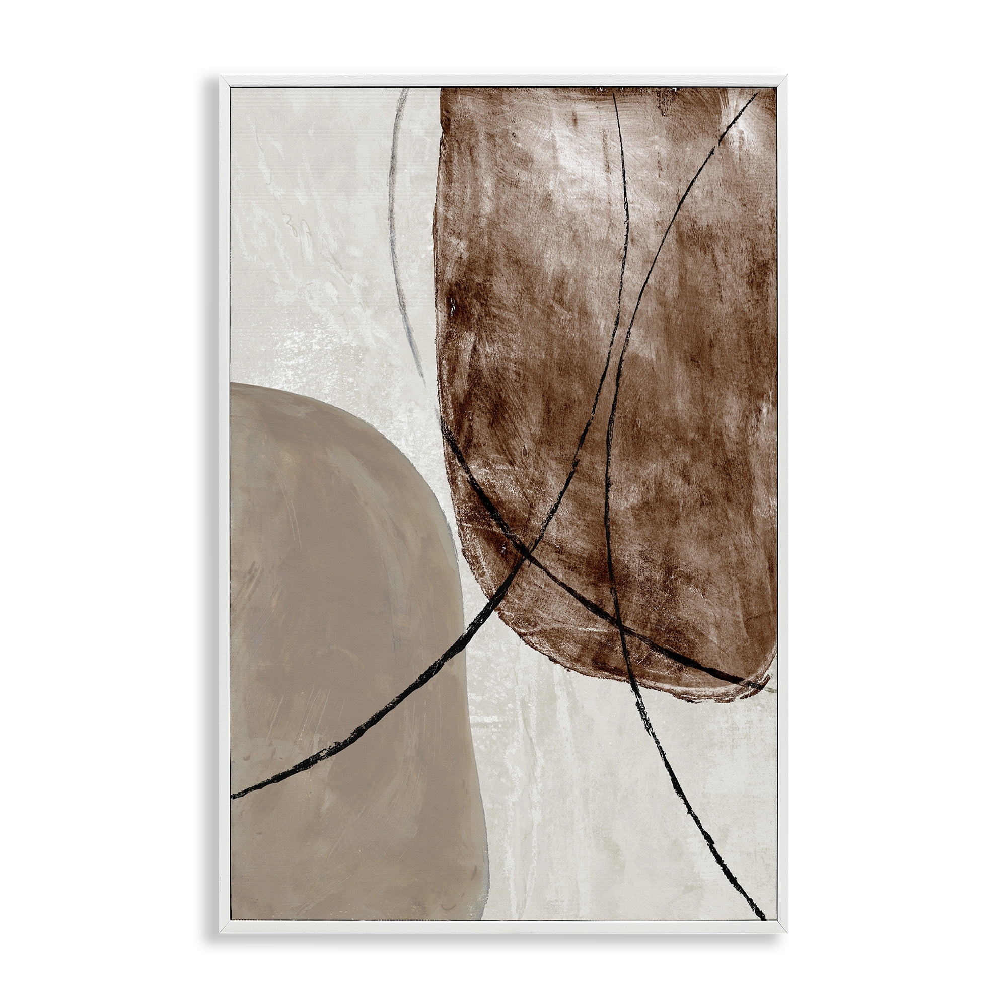 Stupell Industries Taupe & Brown Abstract White Framed Giclee Art, design by Merri Pattinian