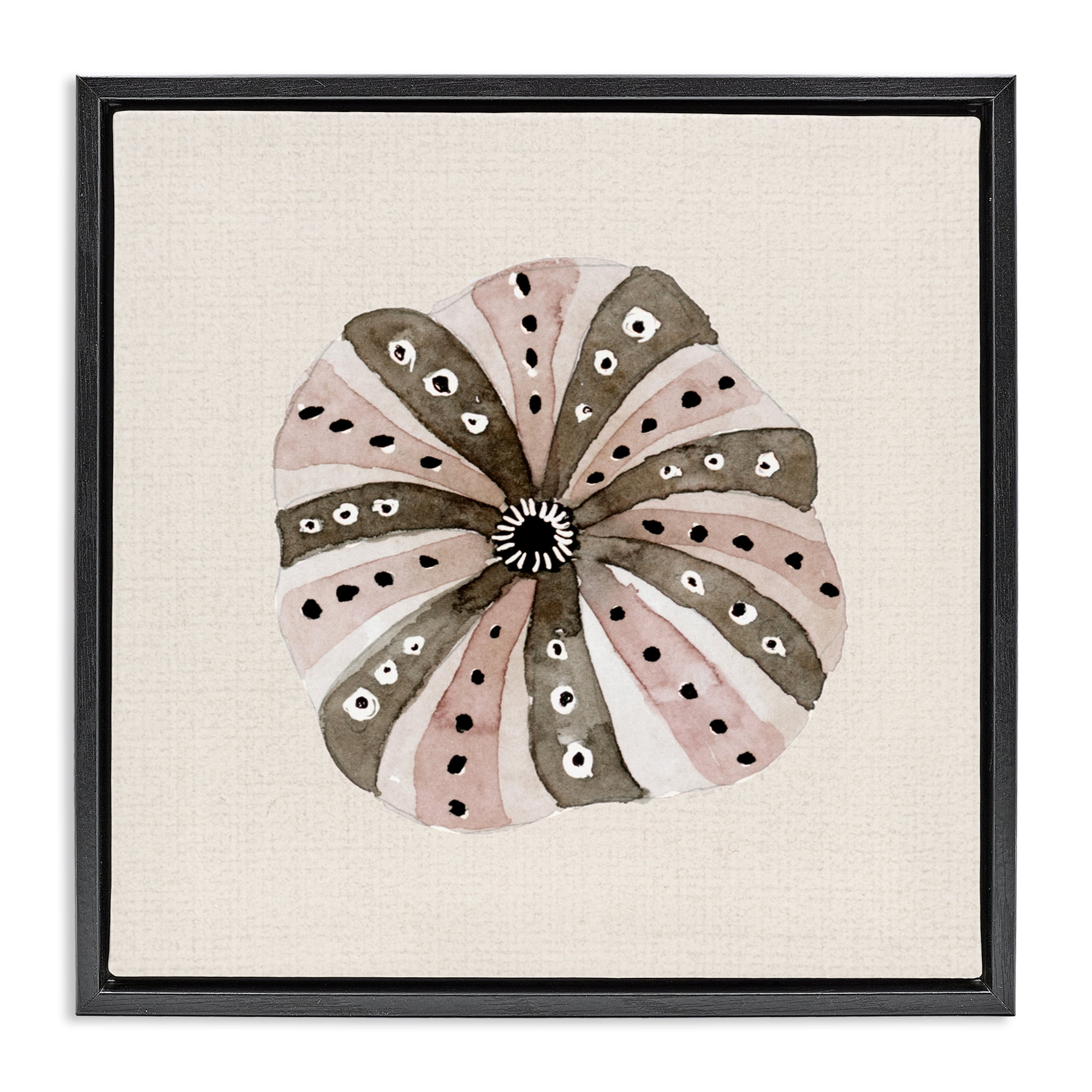 Stupell Industries Taupe Striped Sea Urchin Black Framed Floater Canvas Wall Art, design by Lanie Loreth