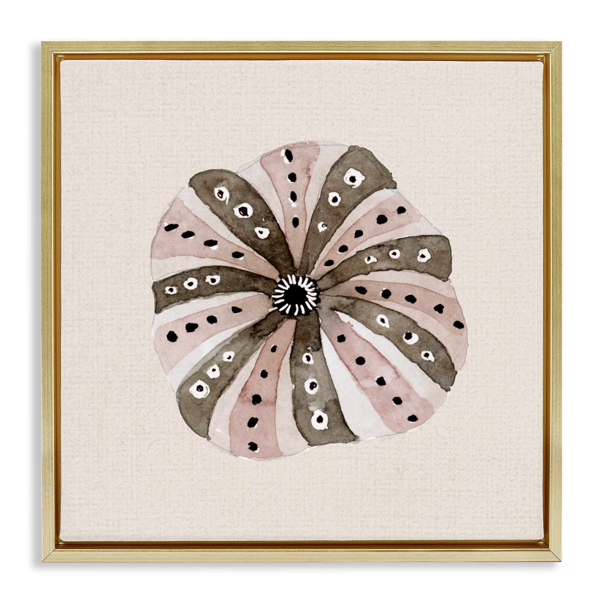 Stupell Industries Taupe Striped Sea Urchin Gold Framed Floater Canvas Wall Art, design by Lanie Loreth