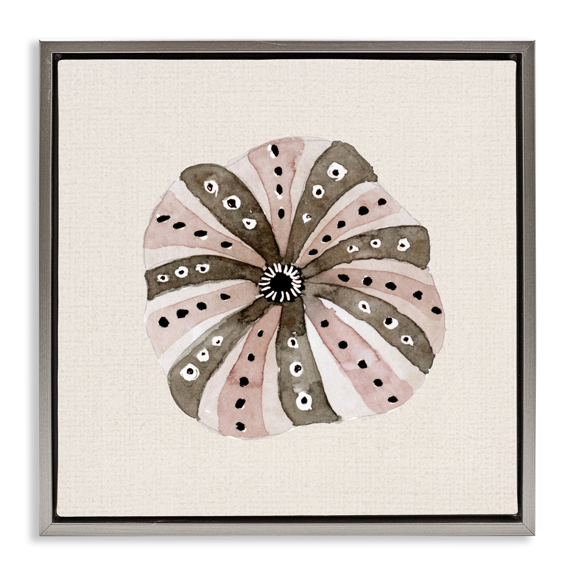 Stupell Industries Taupe Striped Sea Urchin Gray Framed Floater Canvas Wall Art, design by Lanie Loreth
