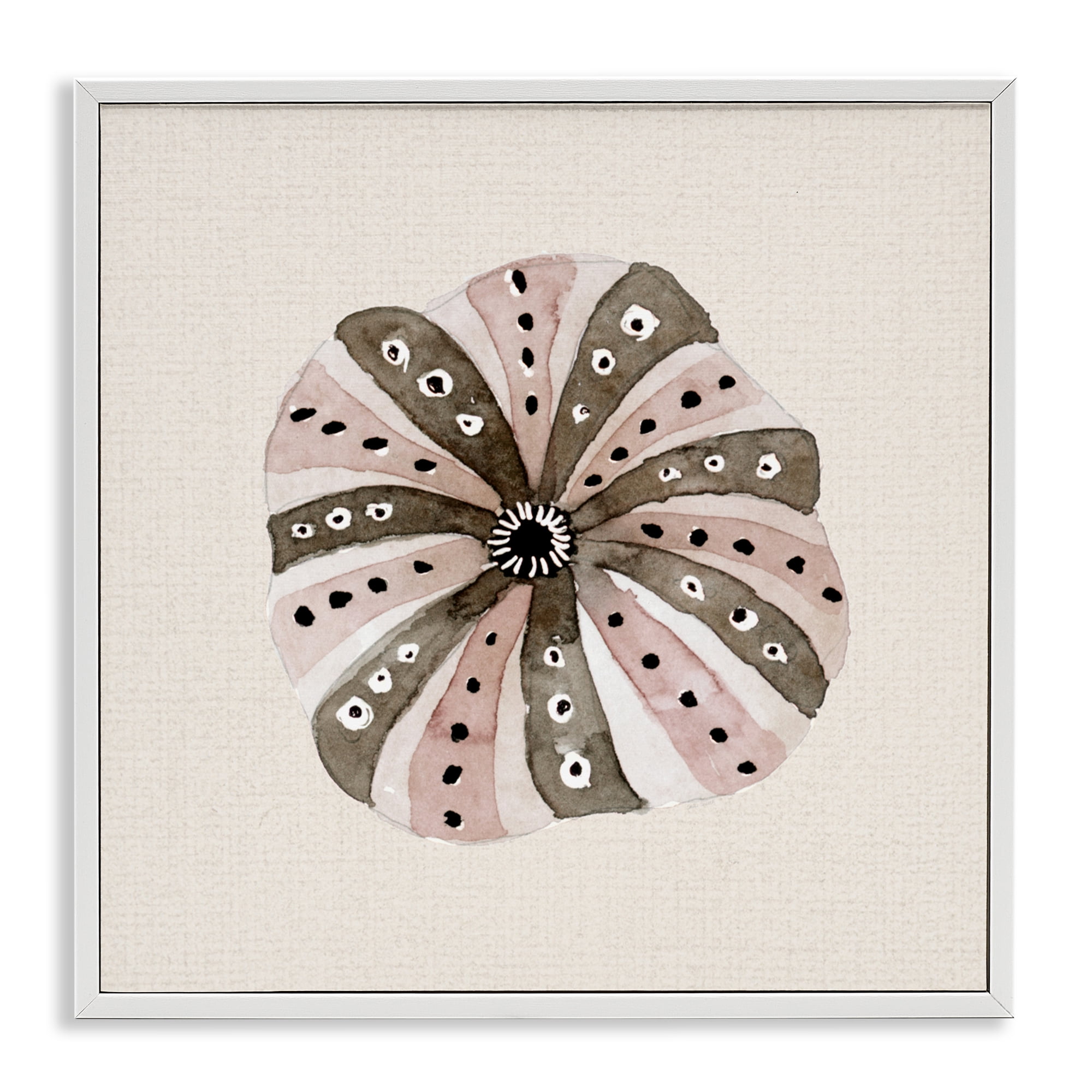 Stupell Industries Taupe Striped Sea Urchin White Framed Giclee Art, design by Lanie Loreth
