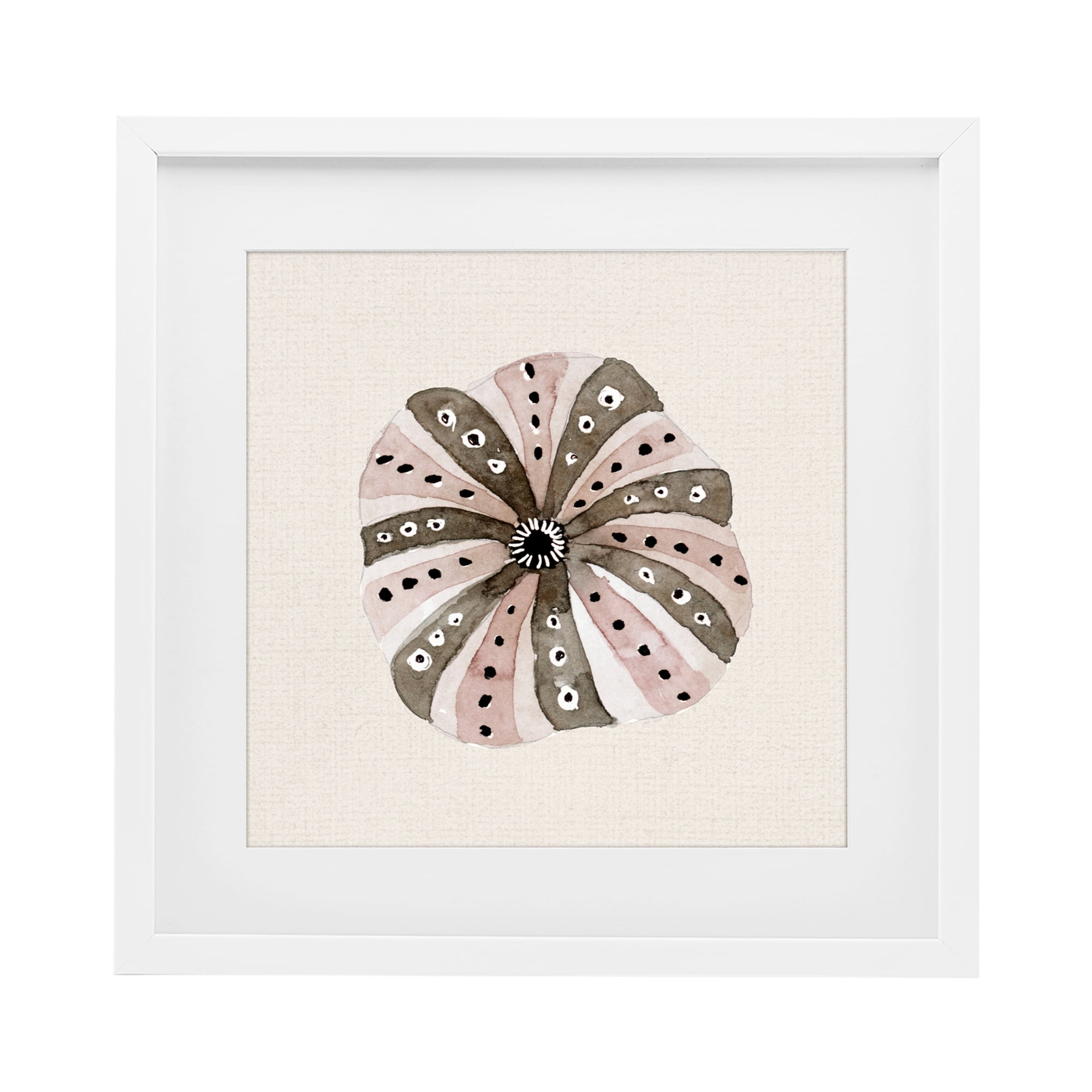 Stupell Industries Taupe Striped Sea Urchin White Framed Print Under Glass, design by Lanie Loreth