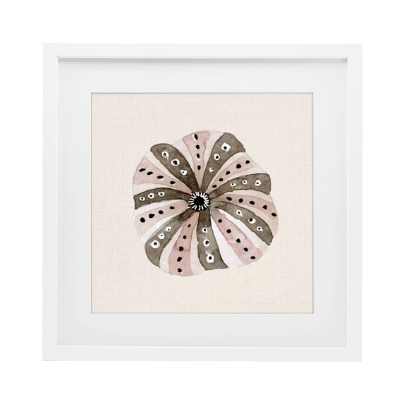 Stupell Industries Rustic Lodge Taupe Striped Sea Urchin White Framed Print Under Glass, 16 x 16, by Lanie Loreth